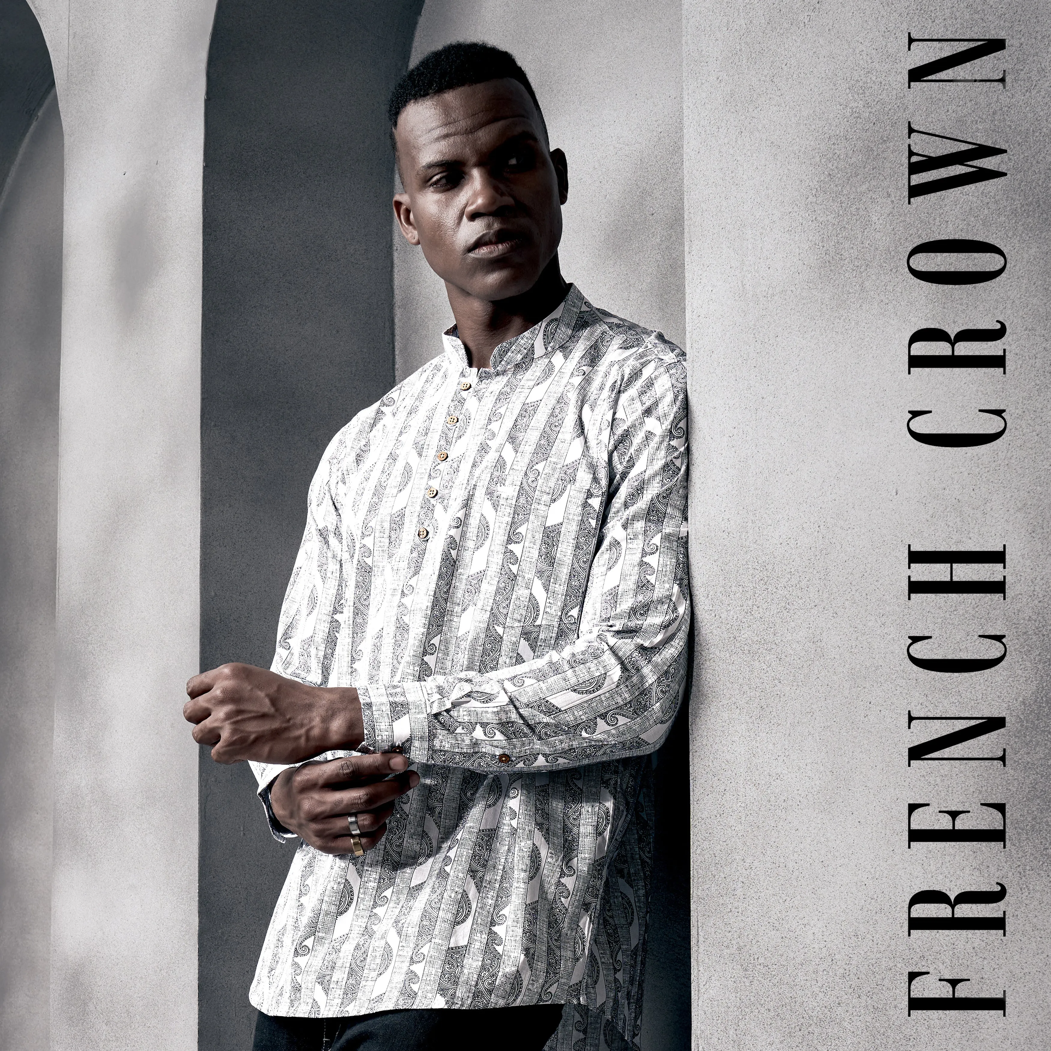 Bright White And Jade Black Stripes Chambray Premium Giza Cotton Shirt sold by French Crown