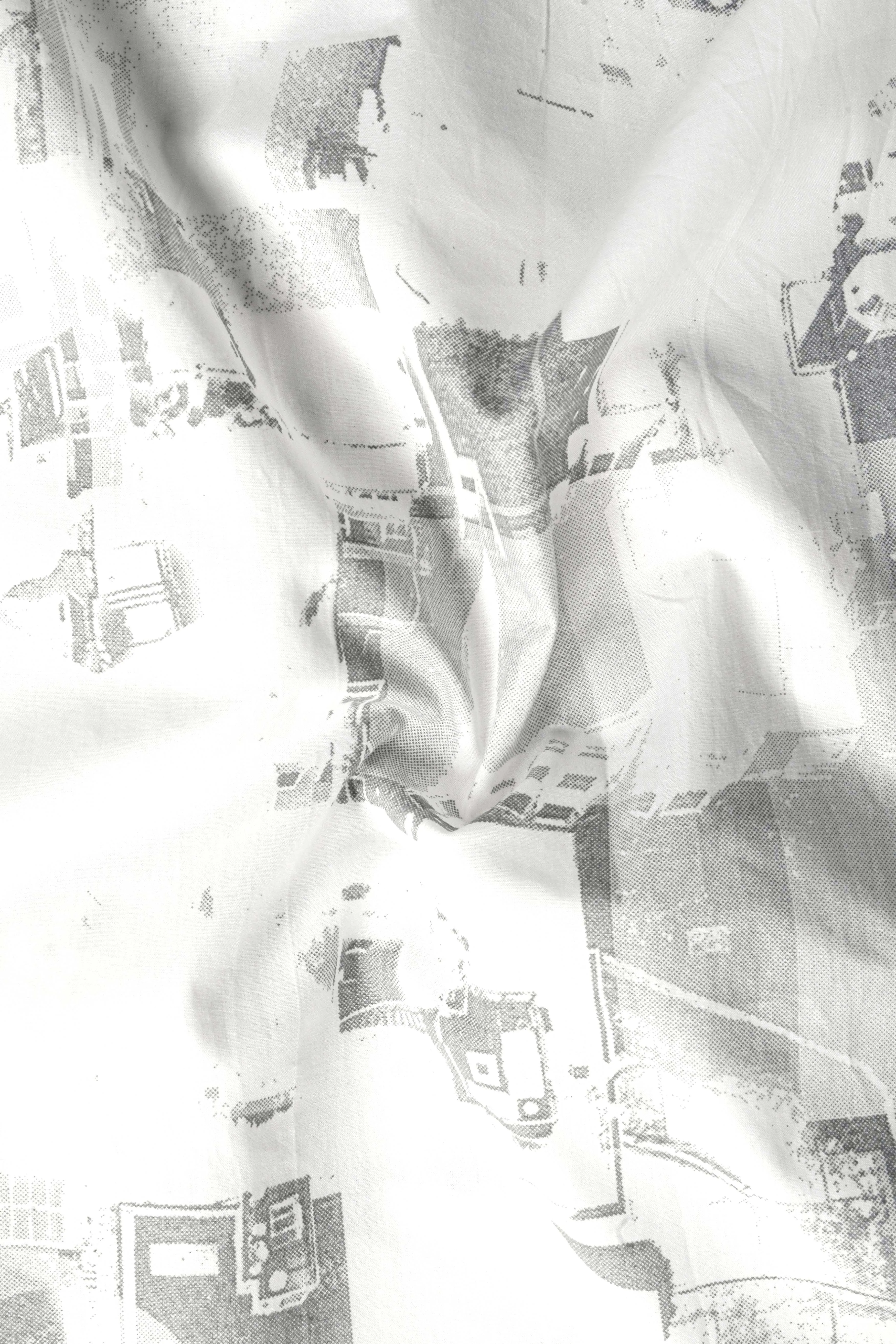 Bright White And Flint Gray Abstract Printed Subtle Sheen Super Soft Premium Cotton Shirt sold by French Crown product image thumbnail 3