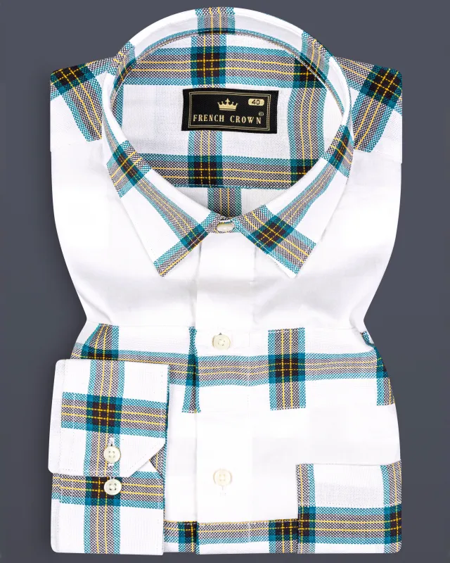 Blumine Blue And Bright White Premium Cotton Designer Shirt sold by French Crown