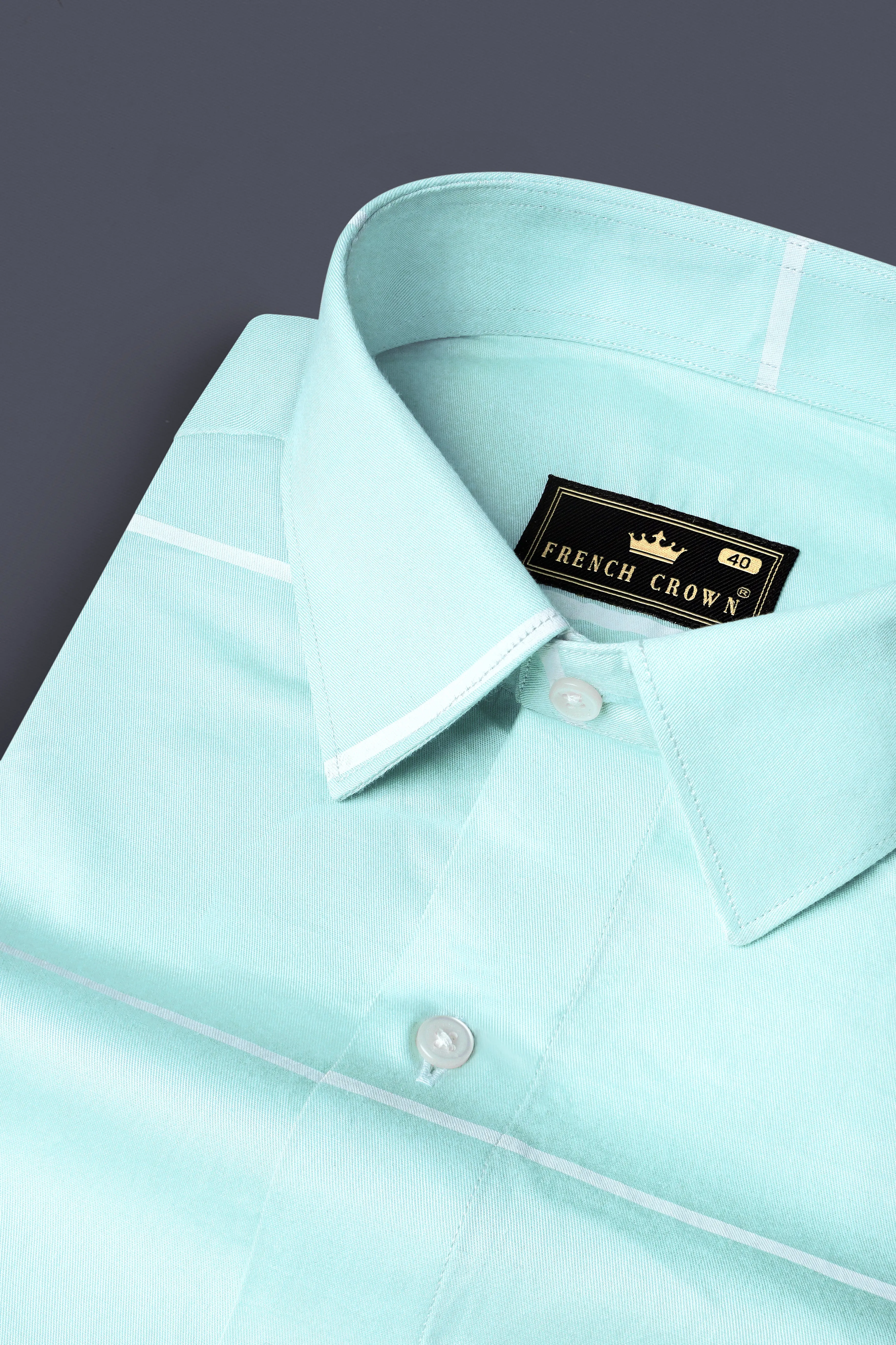 Blizzard Blue Striped Twill Premium Cotton Shirt sold by French Crown