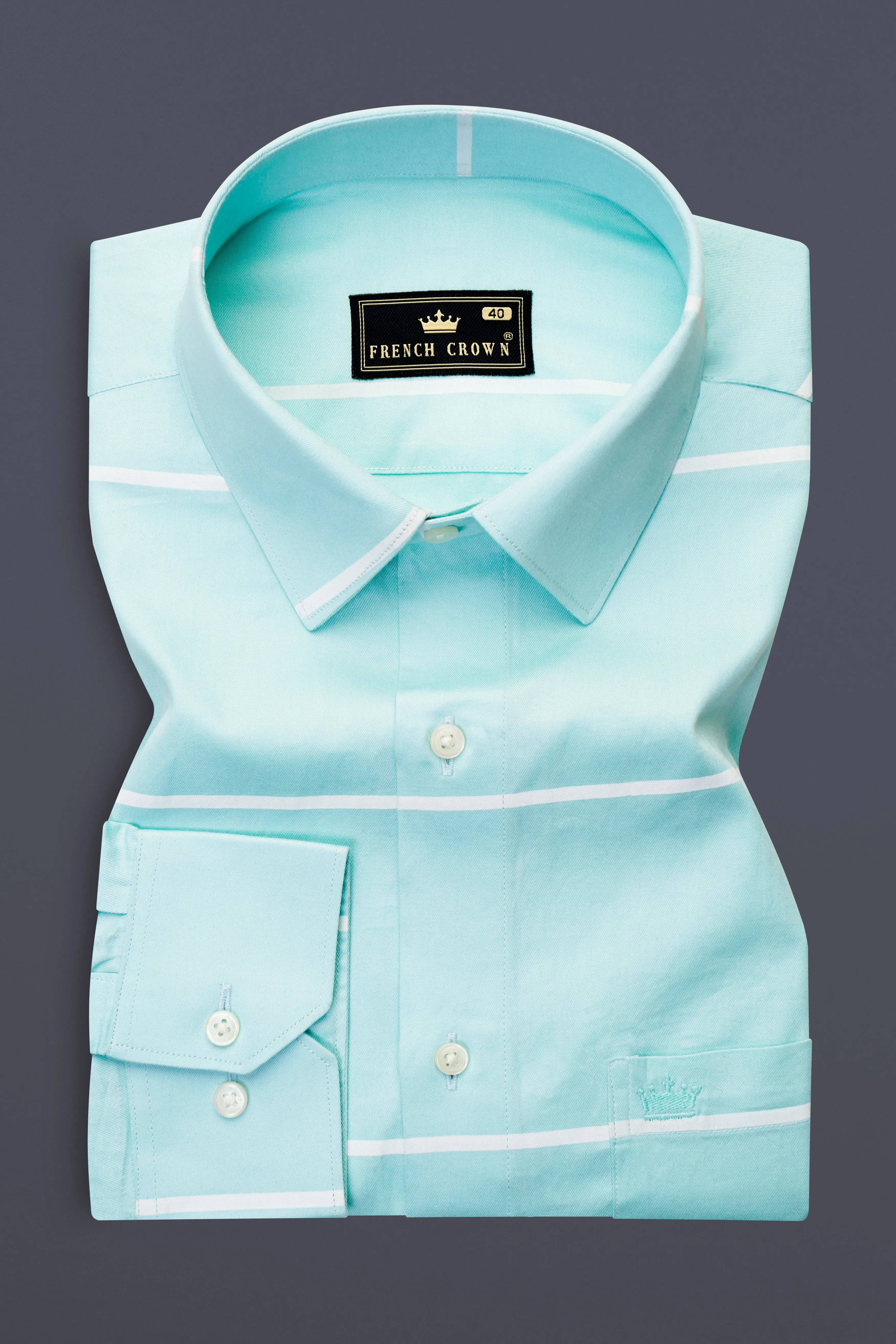 Blizzard Blue Striped Twill Premium Cotton Shirt sold by French Crown product image thumbnail 3