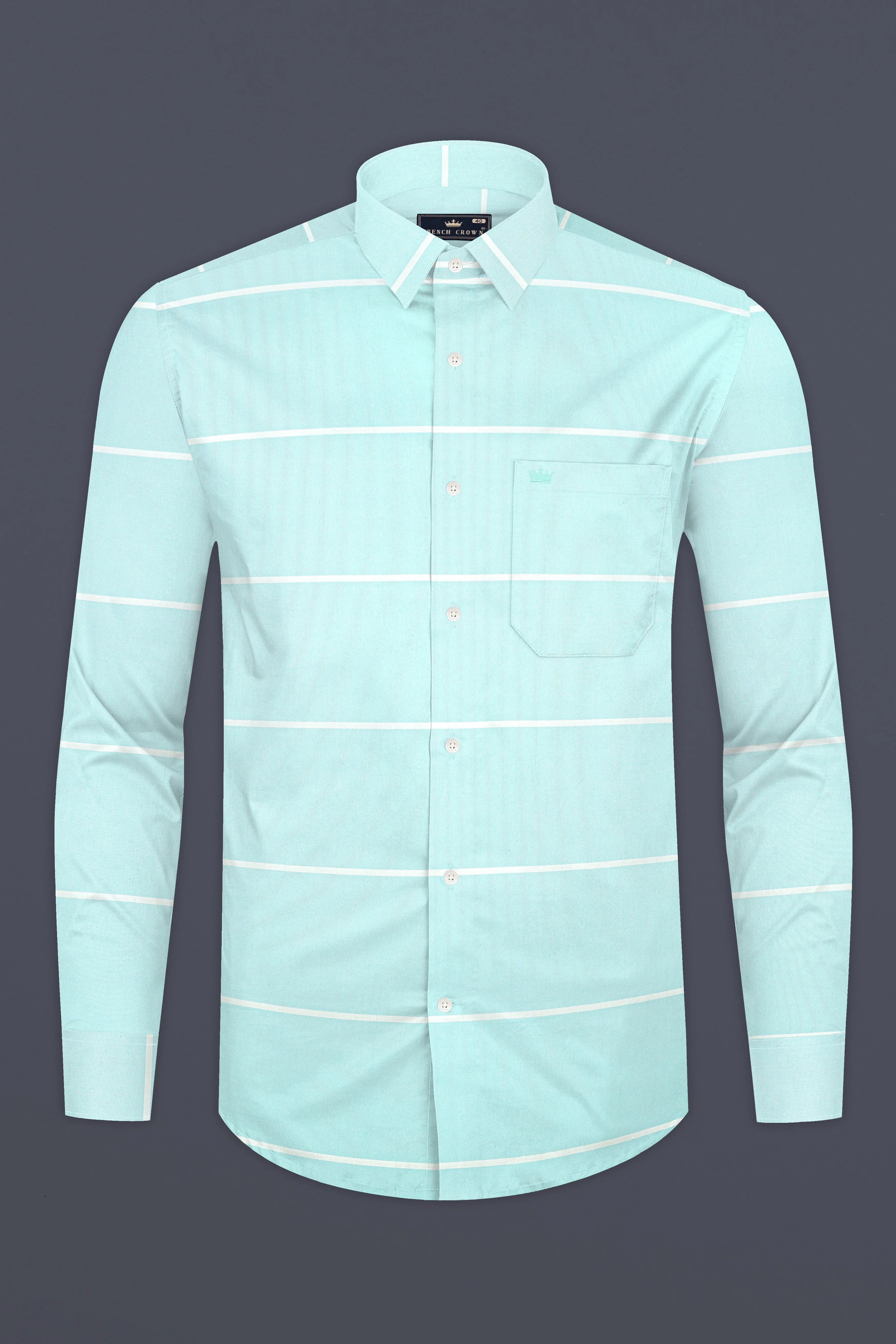 Blizzard Blue Striped Twill Premium Cotton Shirt sold by French Crown product image thumbnail 4