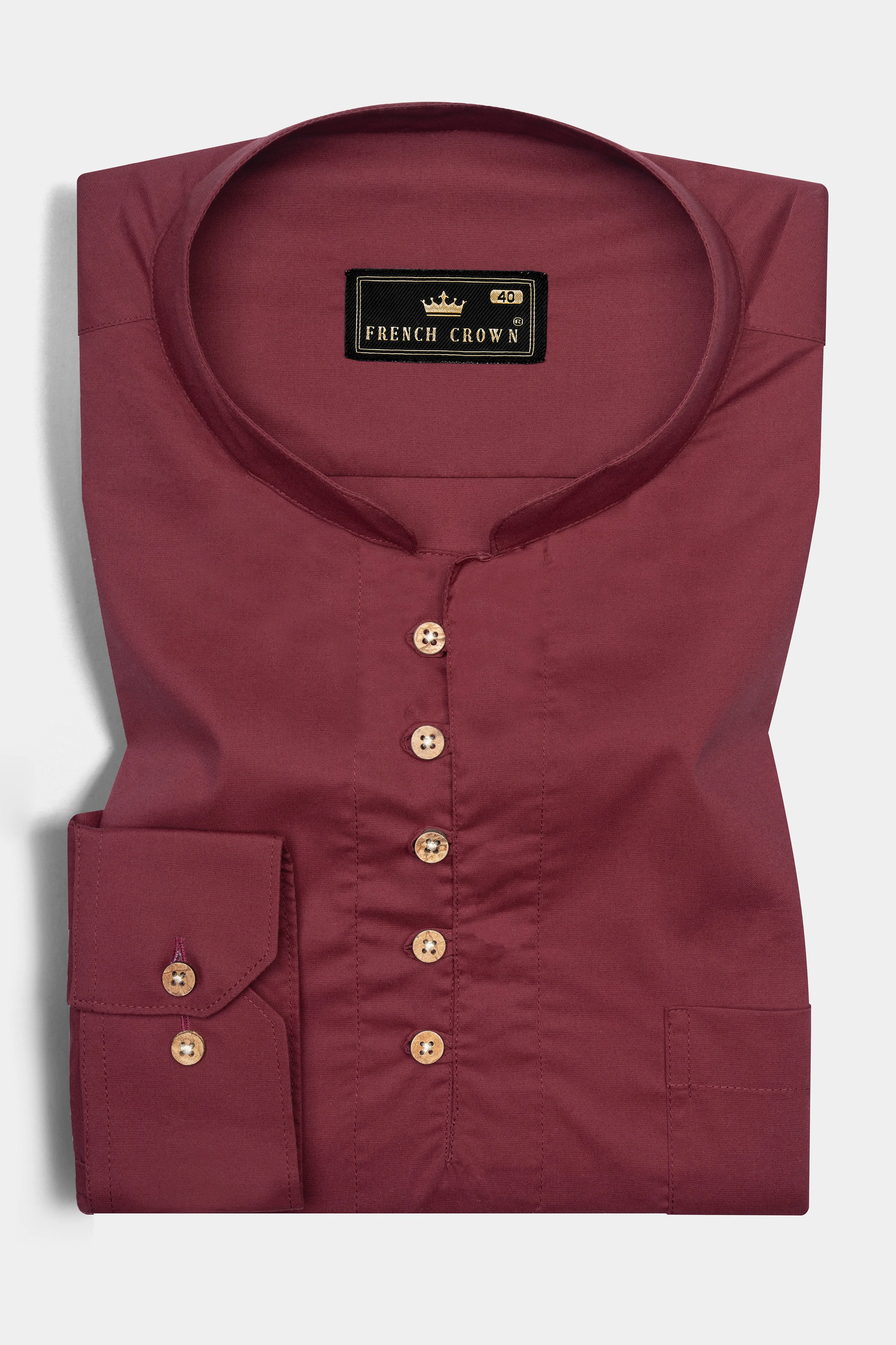 Wine Berry Brown Super Soft Premium Cotton Kurta Shirt sold by French Crown product image thumbnail 2