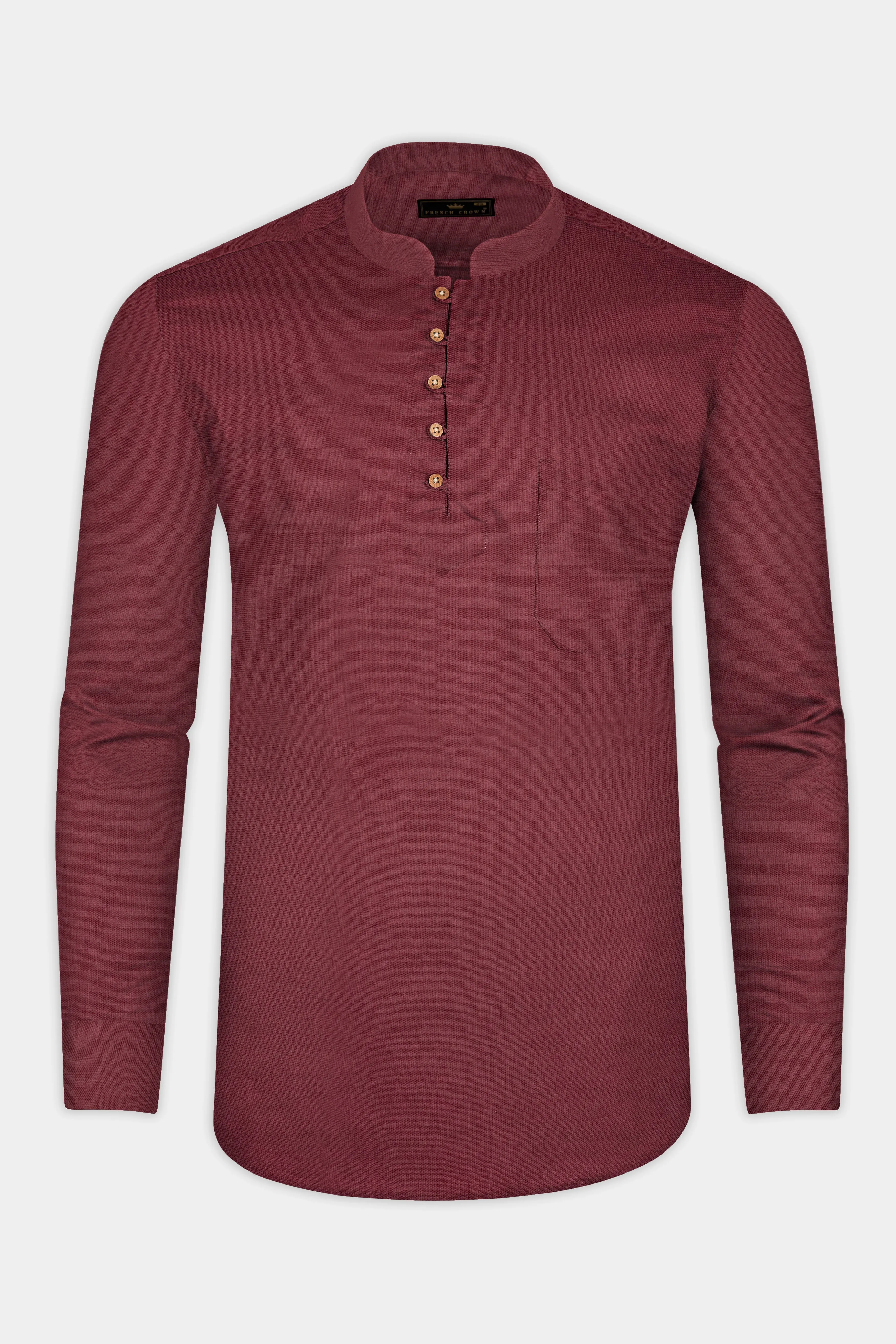 Wine Berry Brown Super Soft Premium Cotton Kurta Shirt sold by French Crown product image thumbnail 5