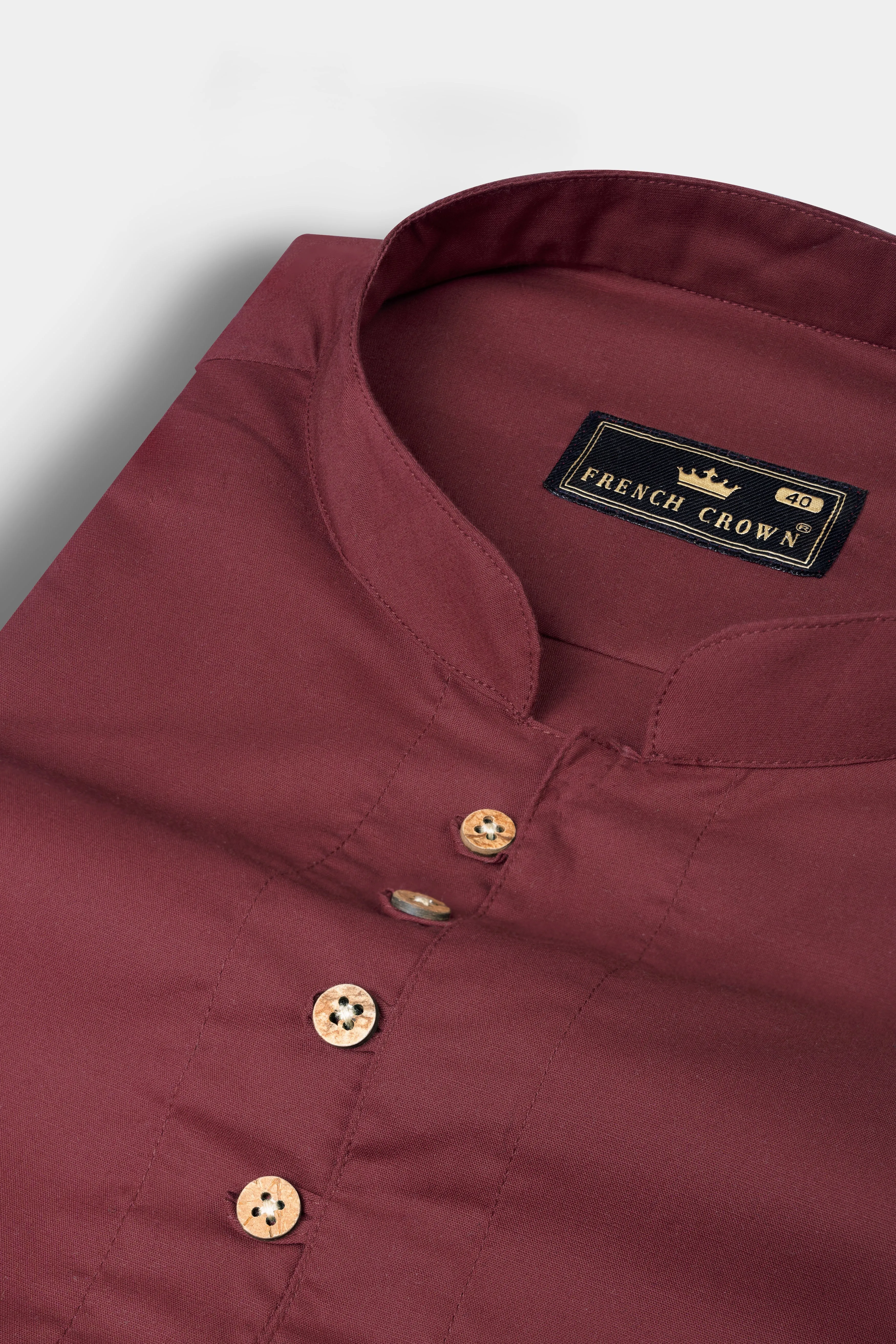 Wine Berry Brown Super Soft Premium Cotton Kurta Shirt sold by French Crown product image thumbnail 4
