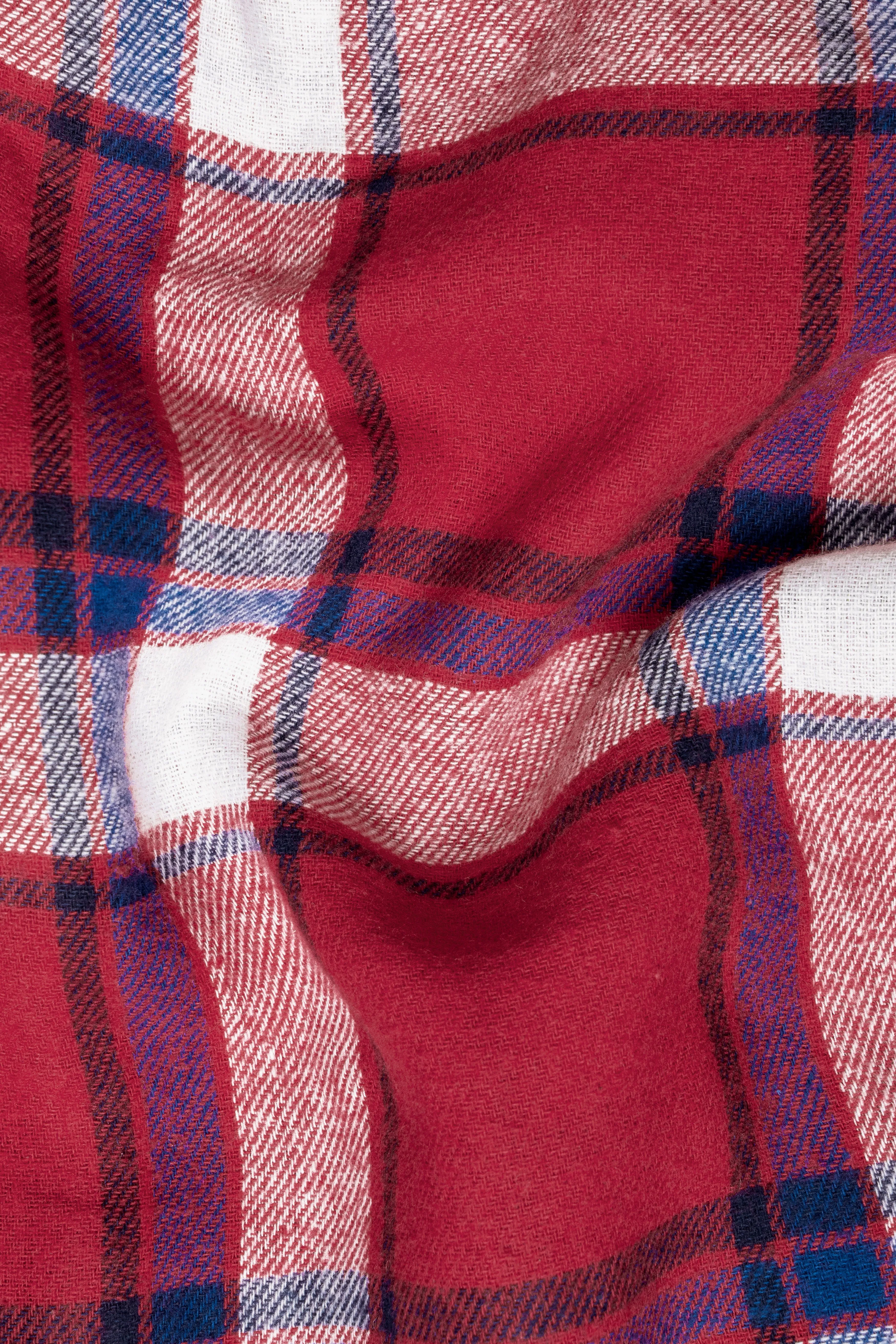 Vivid Auburn Red with Downriver Blue and White Plaid Flannel shirt sold by French Crown product image thumbnail 2