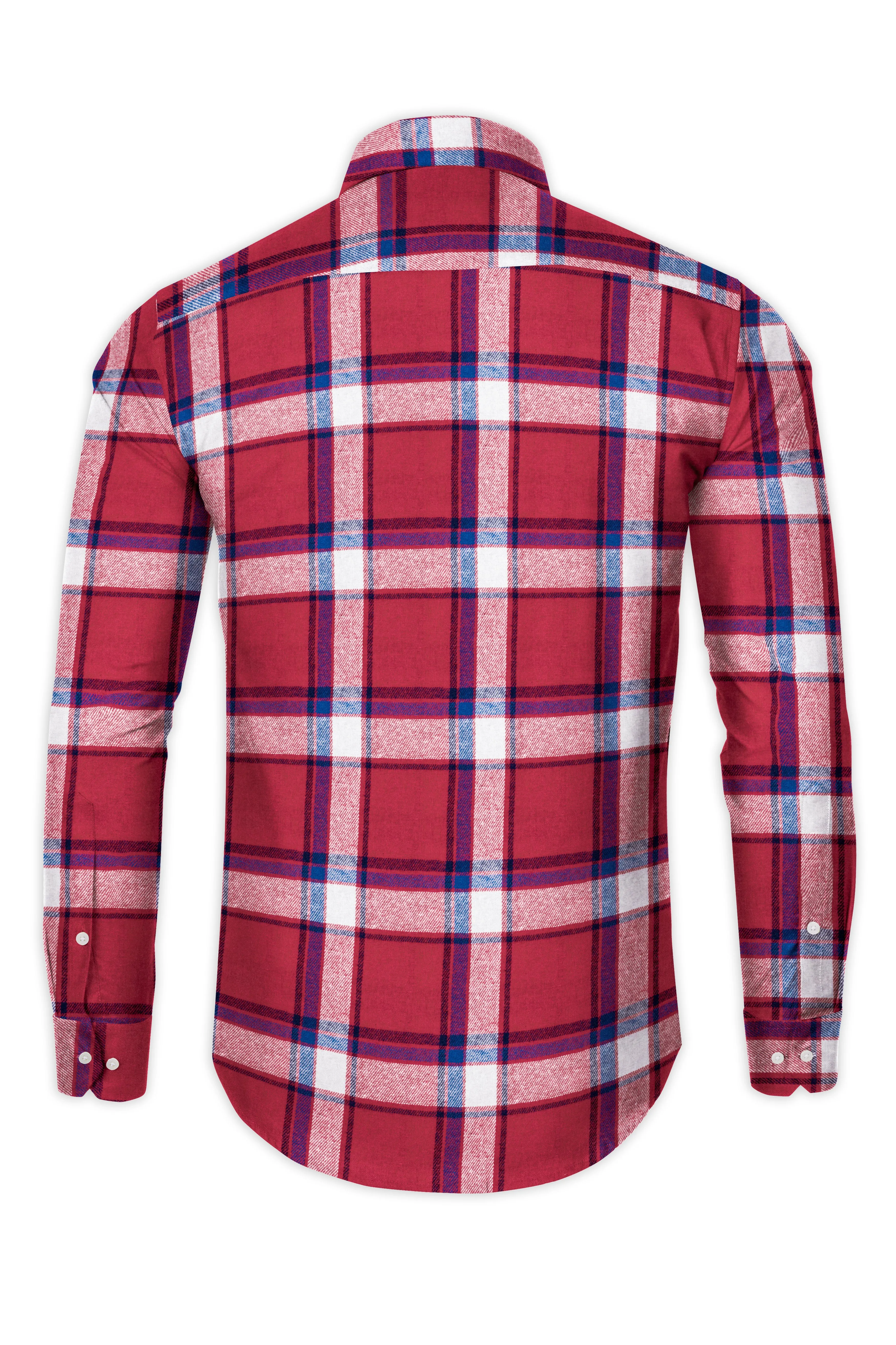 Vivid Auburn Red with Downriver Blue and White Plaid Flannel shirt sold by French Crown product image thumbnail 5