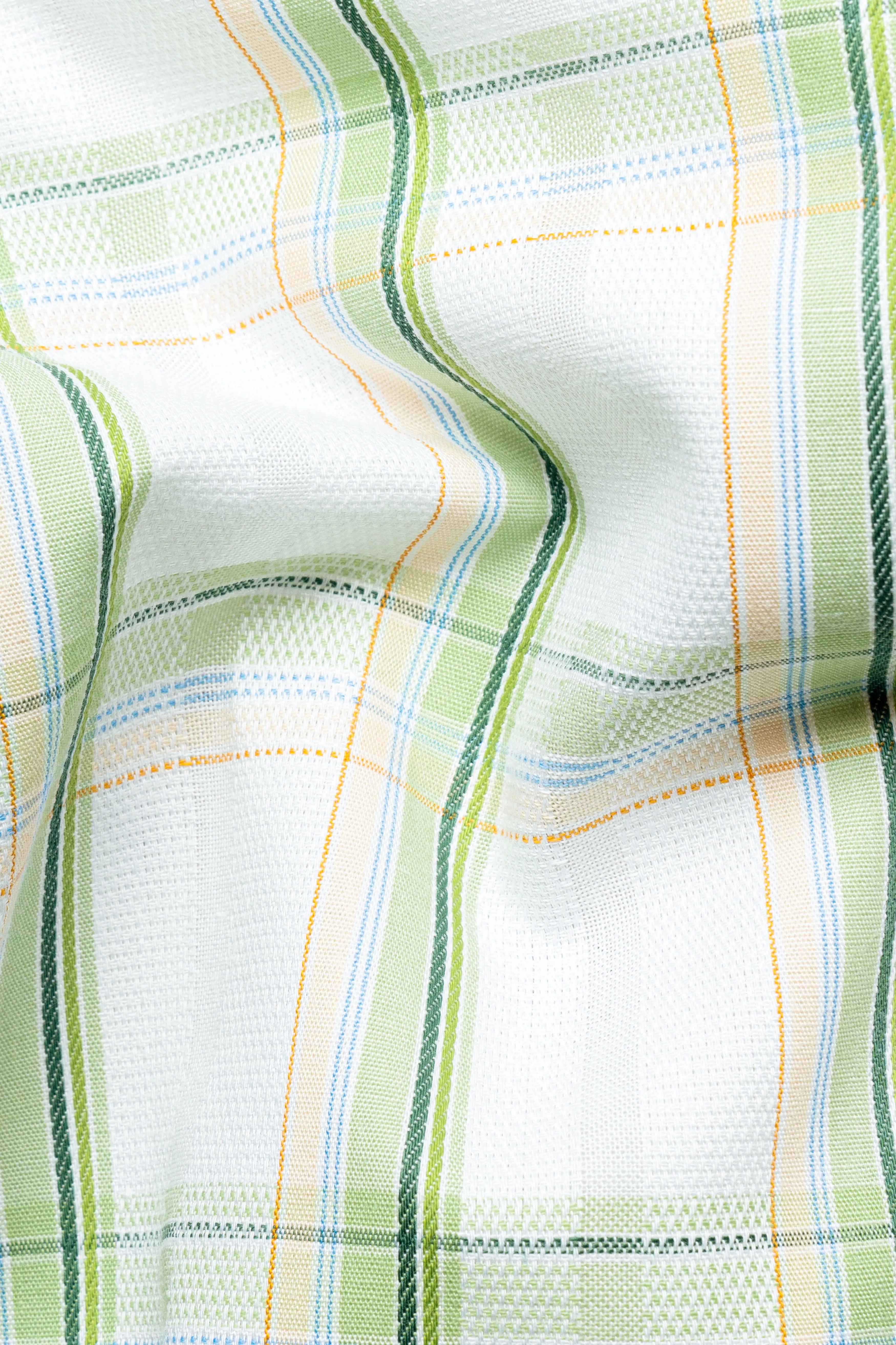 Surf and Glade Green Plaid Dobby Textured Premium Giza Cotton Shirt sold by French Crown product image thumbnail 2