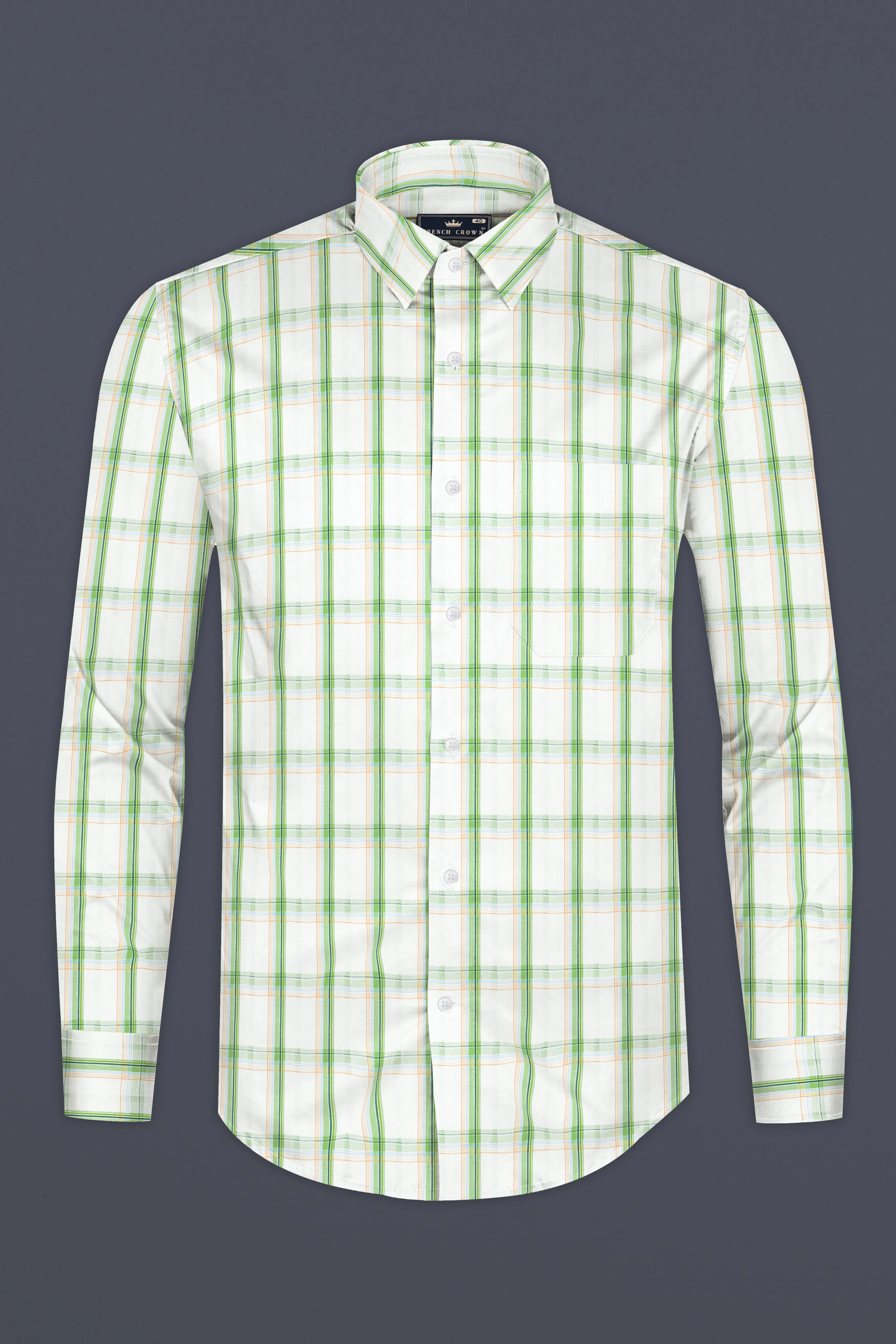Surf and Glade Green Plaid Dobby Textured Premium Giza Cotton Shirt sold by French Crown product image thumbnail 4