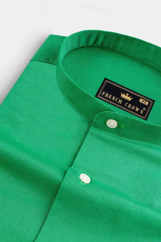 Seafoam Green Solid Luxurious Linen Shirt sold by French Crown