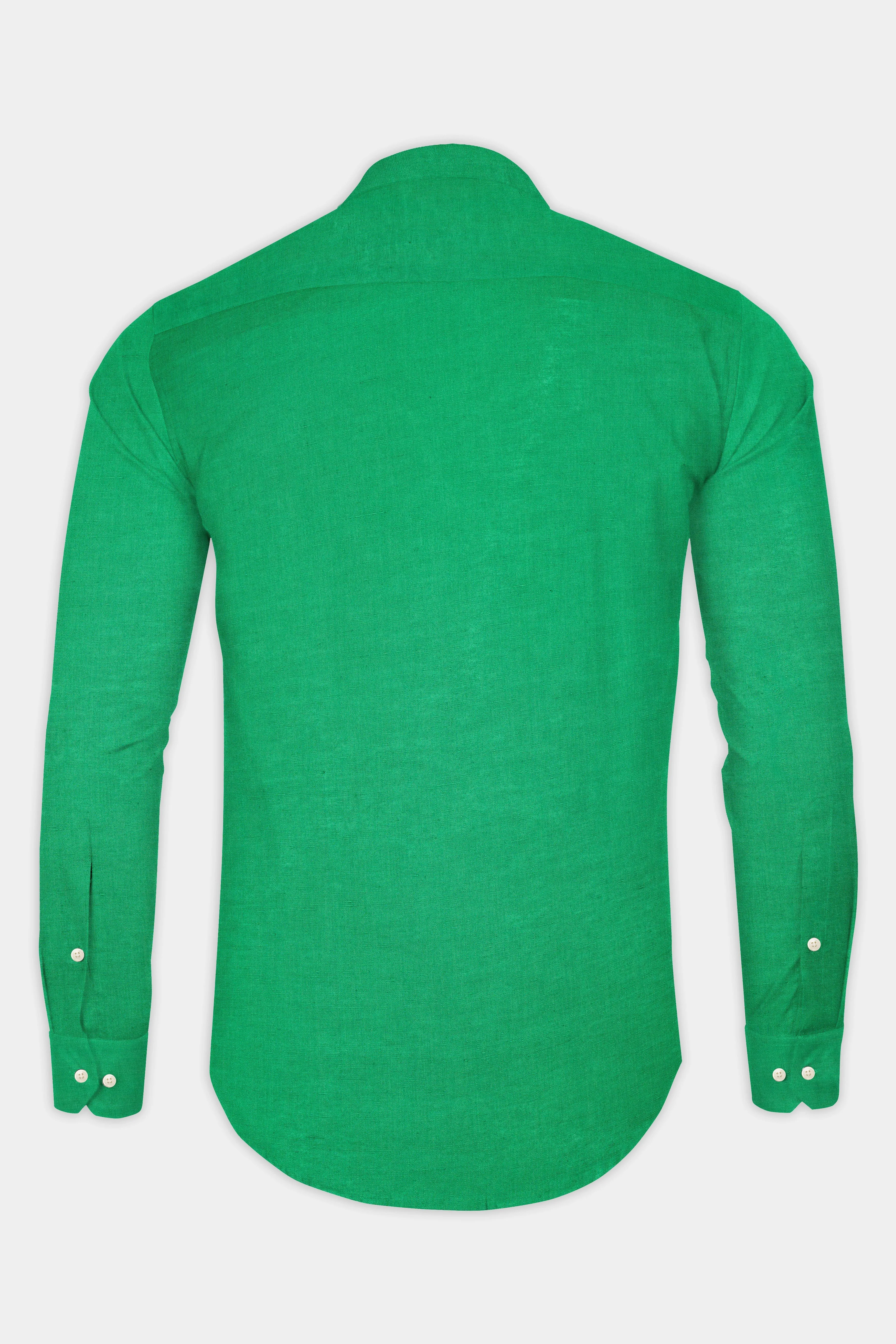 Seafoam Green Solid Luxurious Linen Shirt sold by French Crown product image thumbnail 5