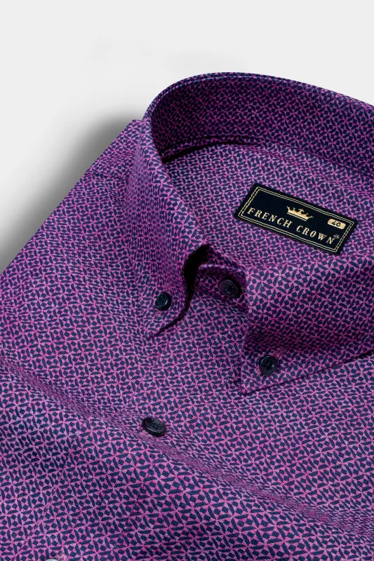 Raspberry Rose Pink with Navy Washed Denim Shirt sold by French Crown