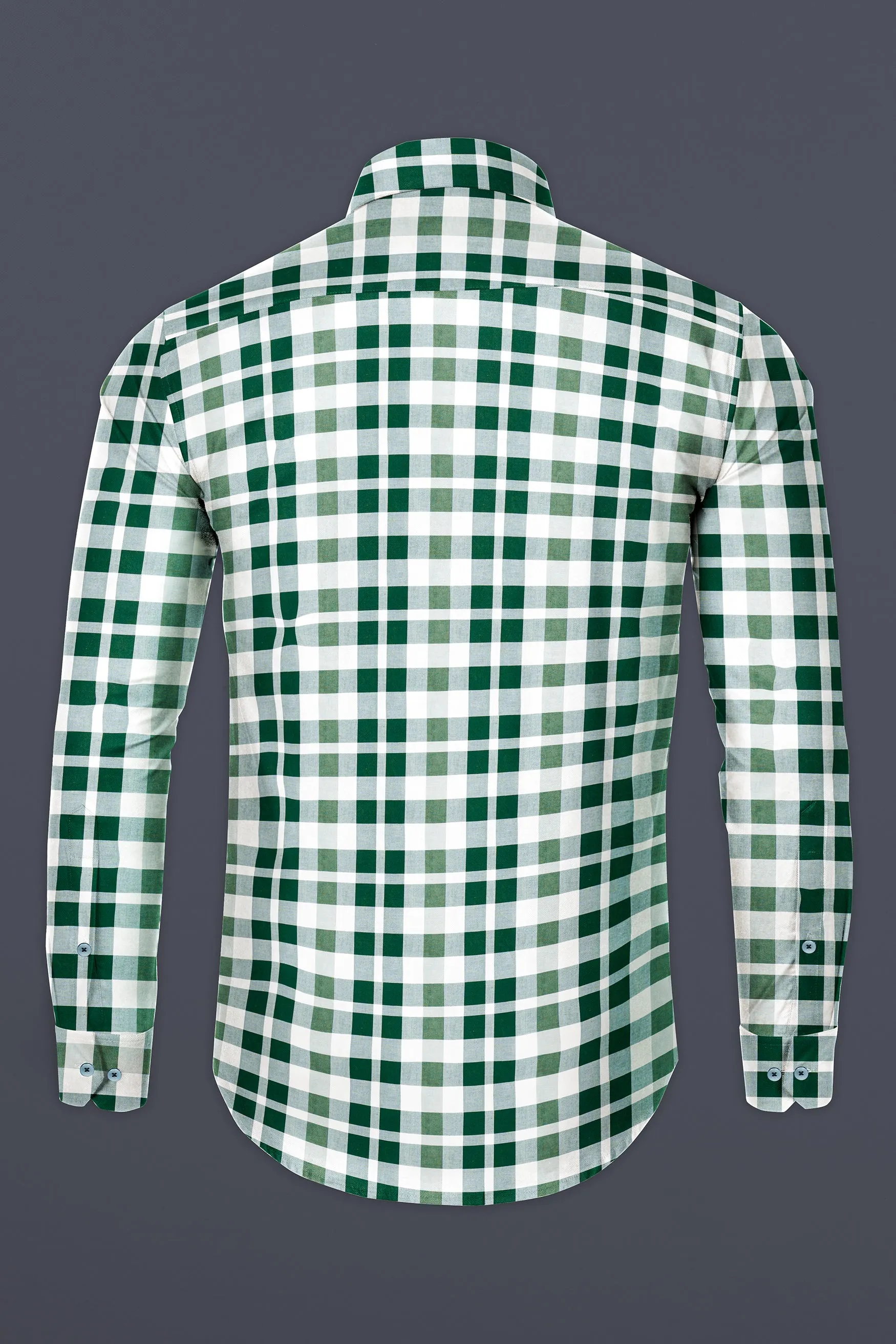 Plantation Green with white plaid dobby premium cotton shirt sold by French Crown product image thumbnail 5