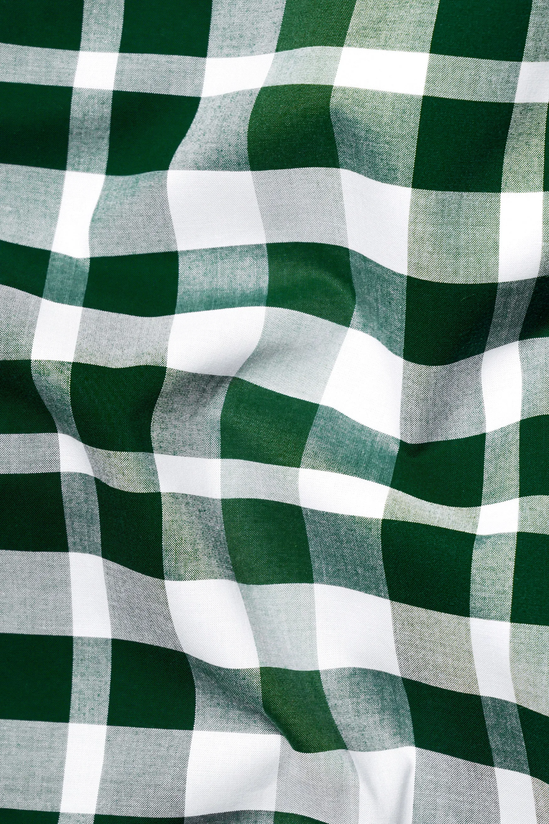 Plantation Green with white plaid dobby premium cotton shirt sold by French Crown product image thumbnail 2