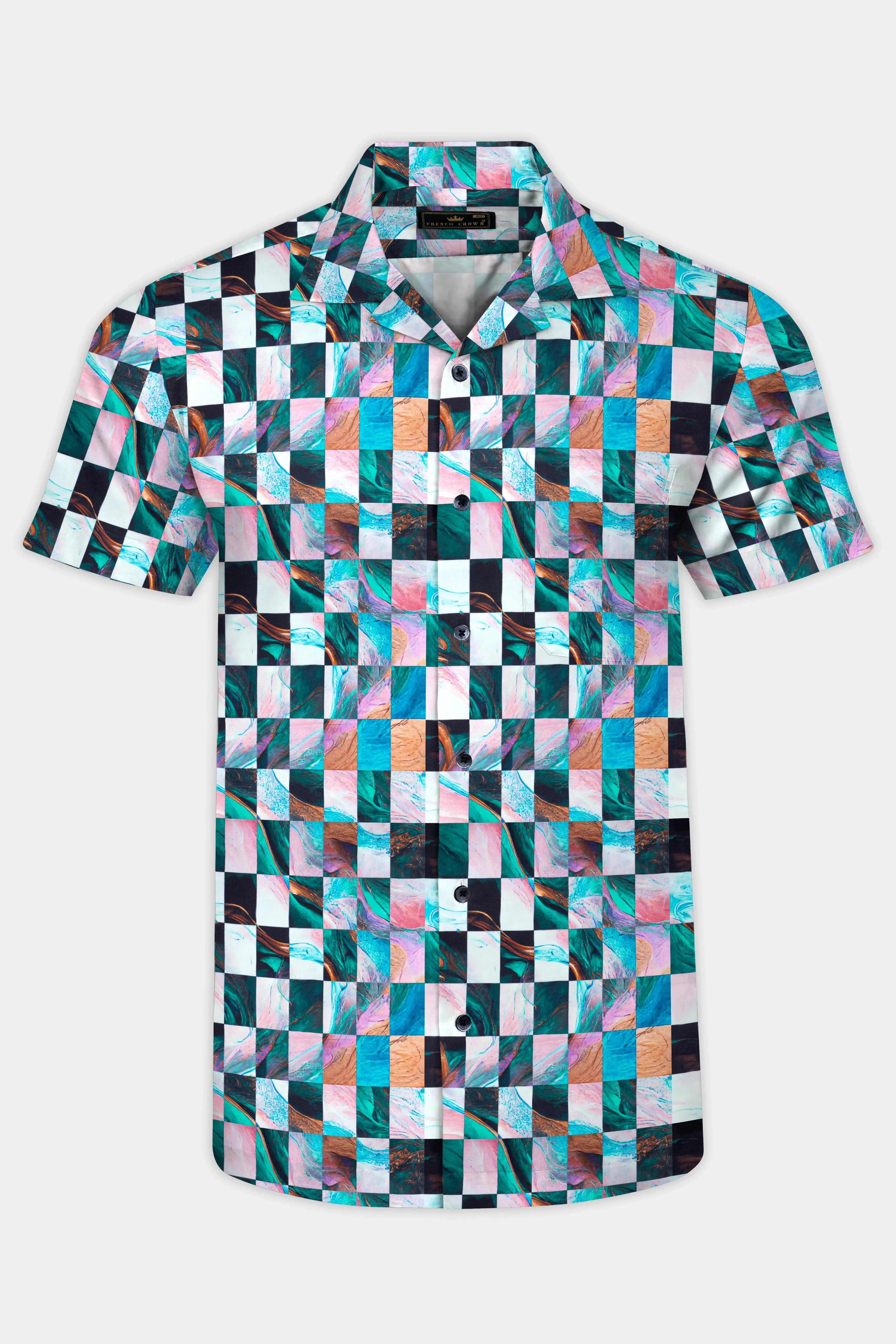 Ocean Blue Multicolour Plaid Super Soft Premium Cotton Shirt sold by French Crown product image thumbnail 2