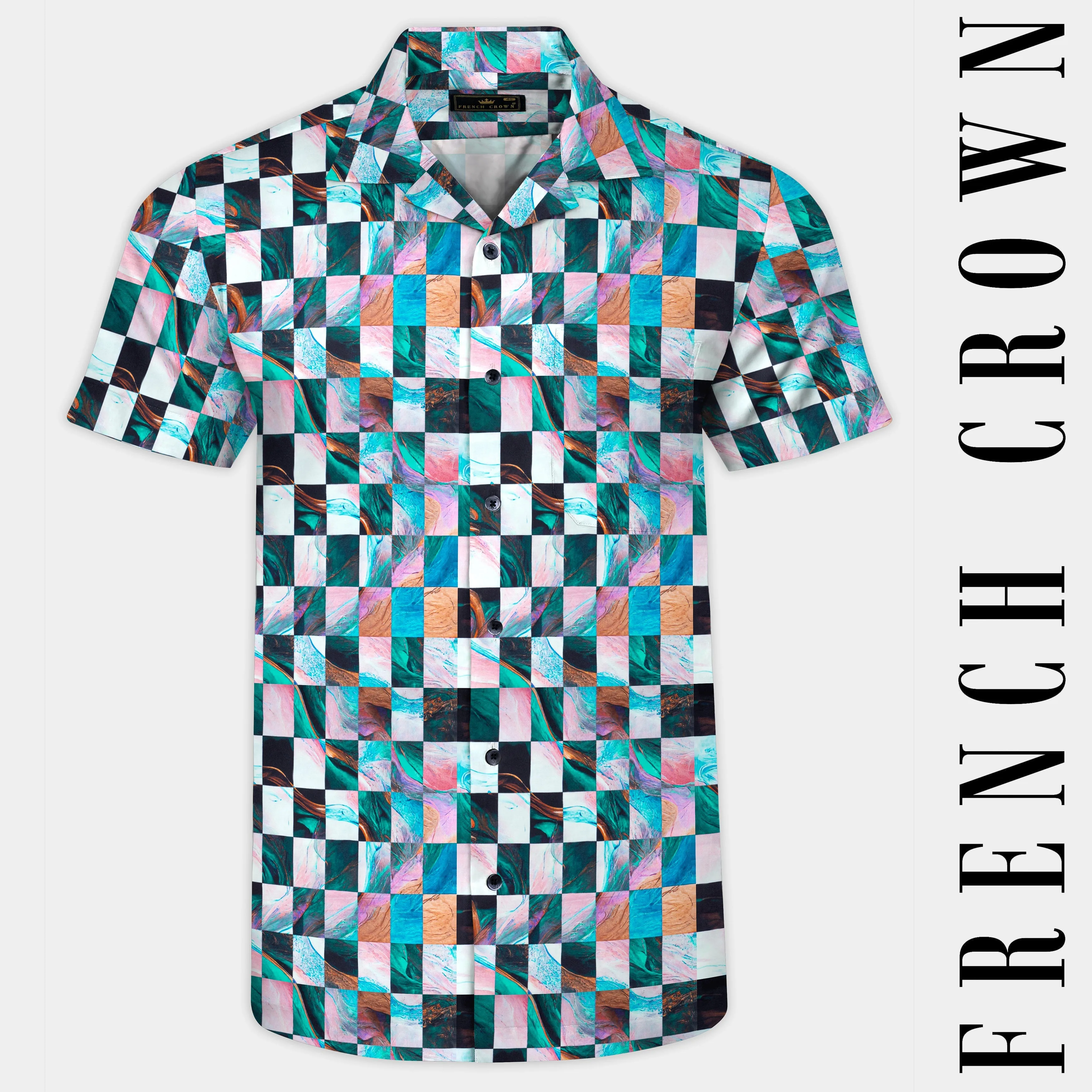 Ocean Blue Multicolour Plaid Super Soft Premium Cotton Shirt sold by French Crown