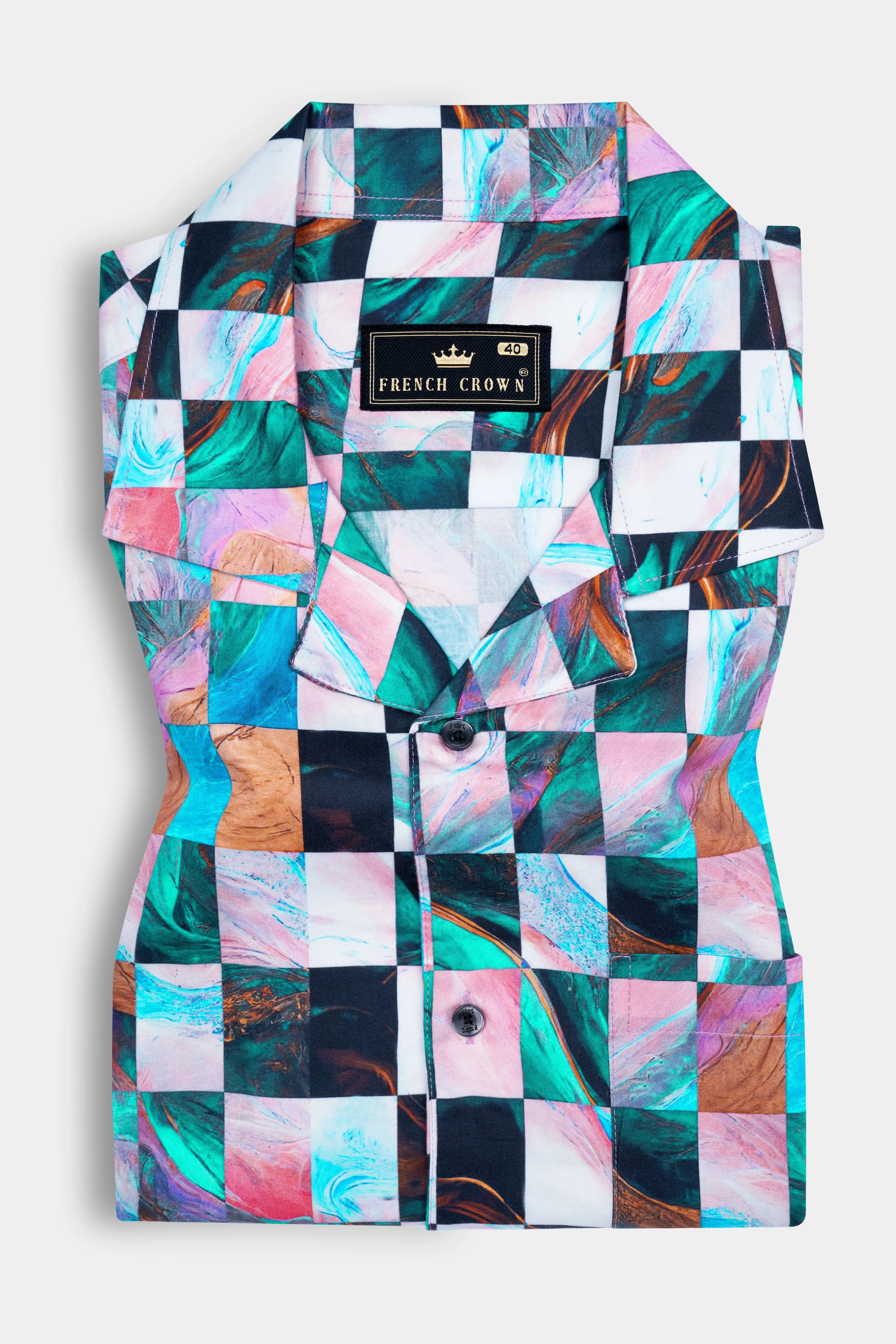 Ocean Blue Multicolour Plaid Super Soft Premium Cotton Shirt sold by French Crown product image thumbnail 5