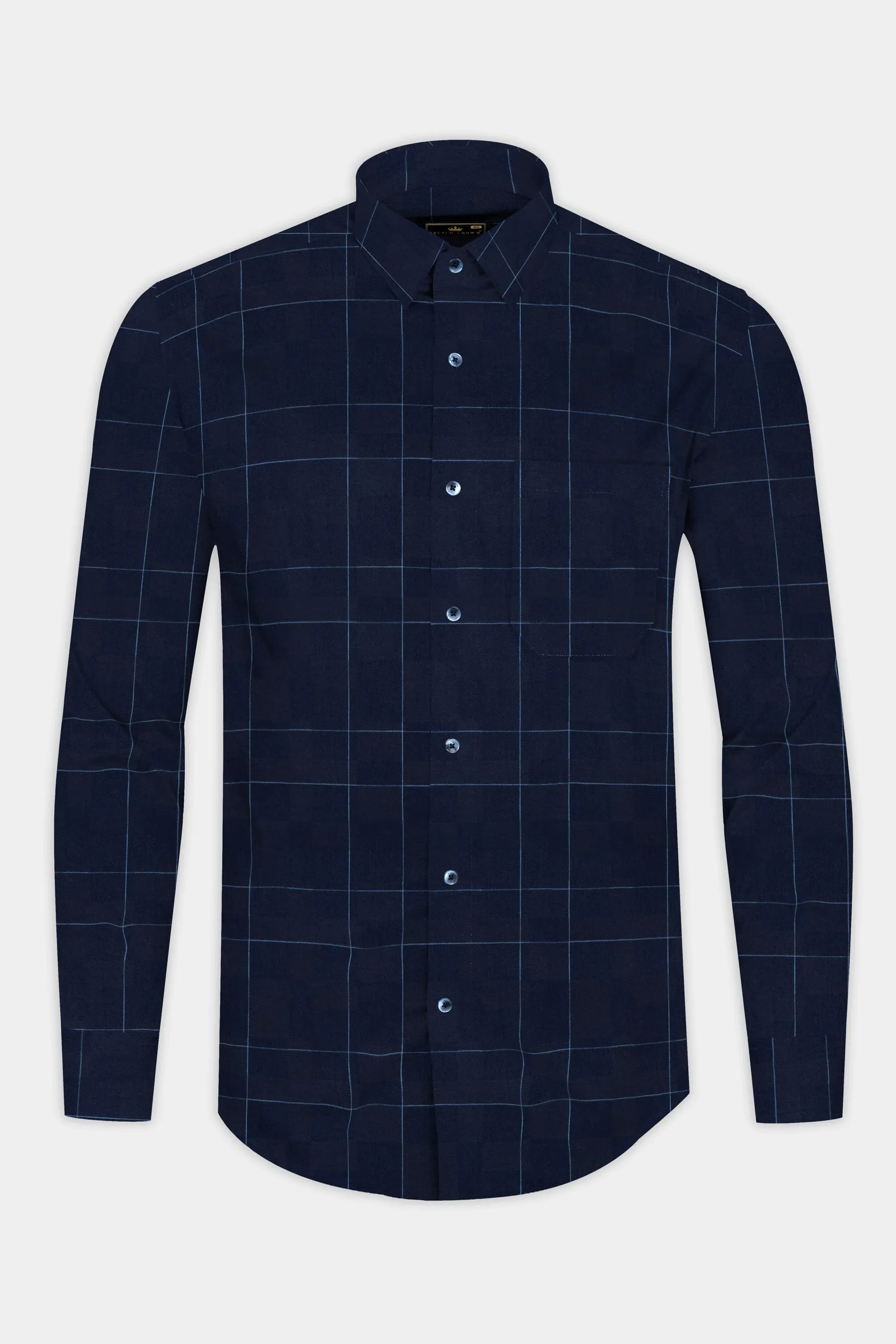 Mirage Blue Windowpane Dobby Textured Premium Giza Cotton Shirt sold by French Crown product image thumbnail 4