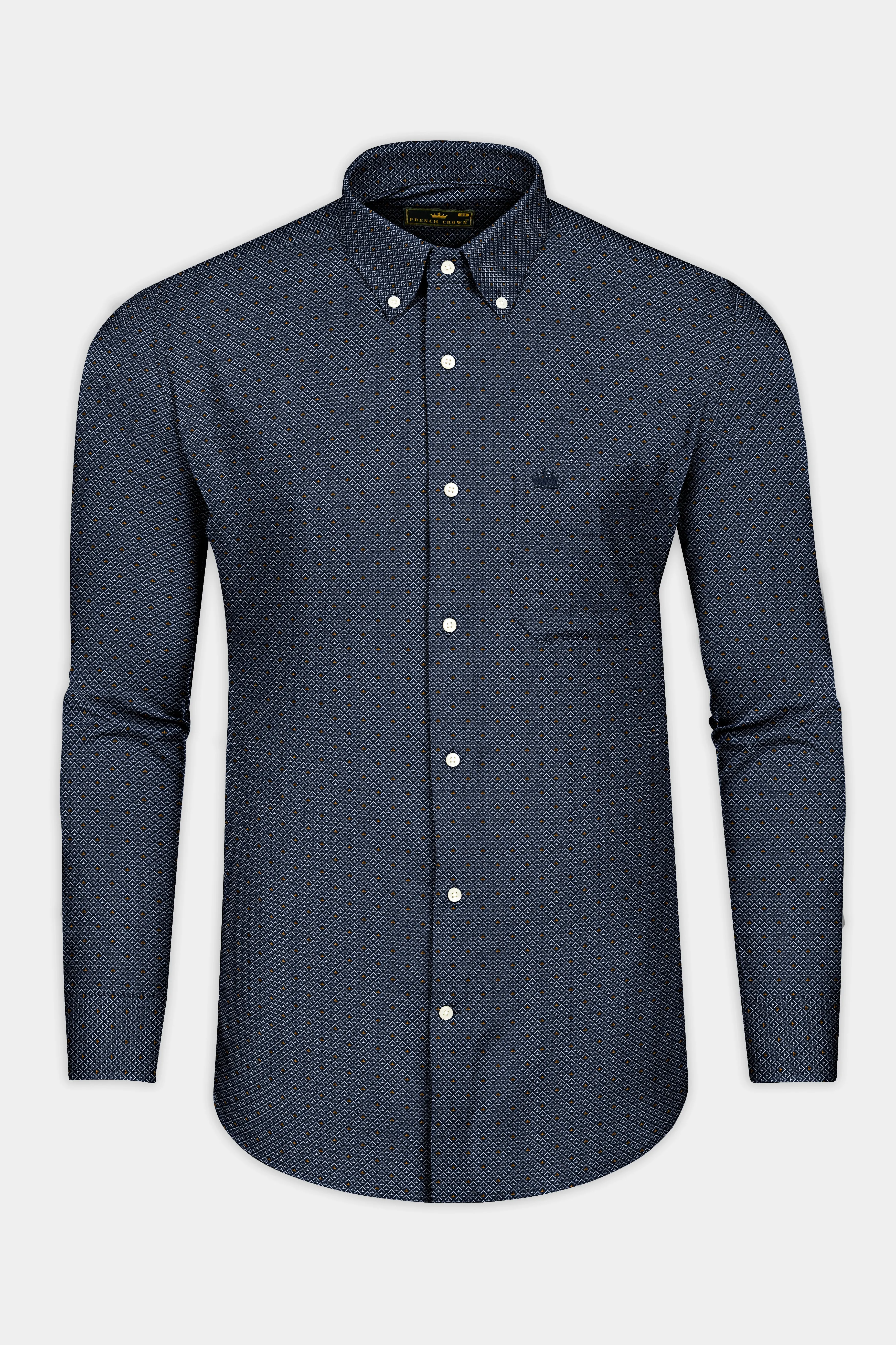 Mirage Blue Textured Twill Cotton Shirt sold by French Crown product image thumbnail 4