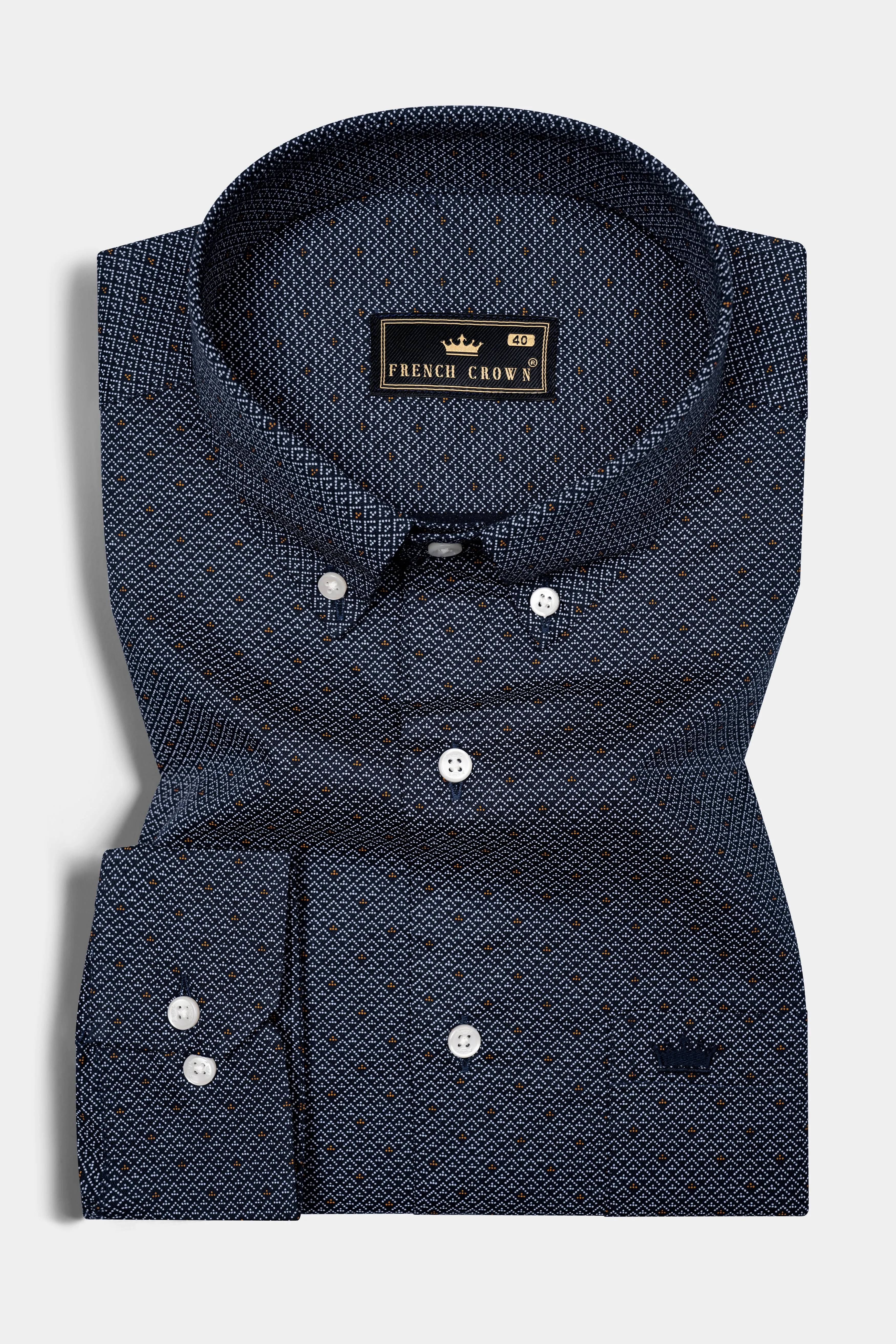 Mirage Blue Textured Twill Cotton Shirt sold by French Crown product image thumbnail 3