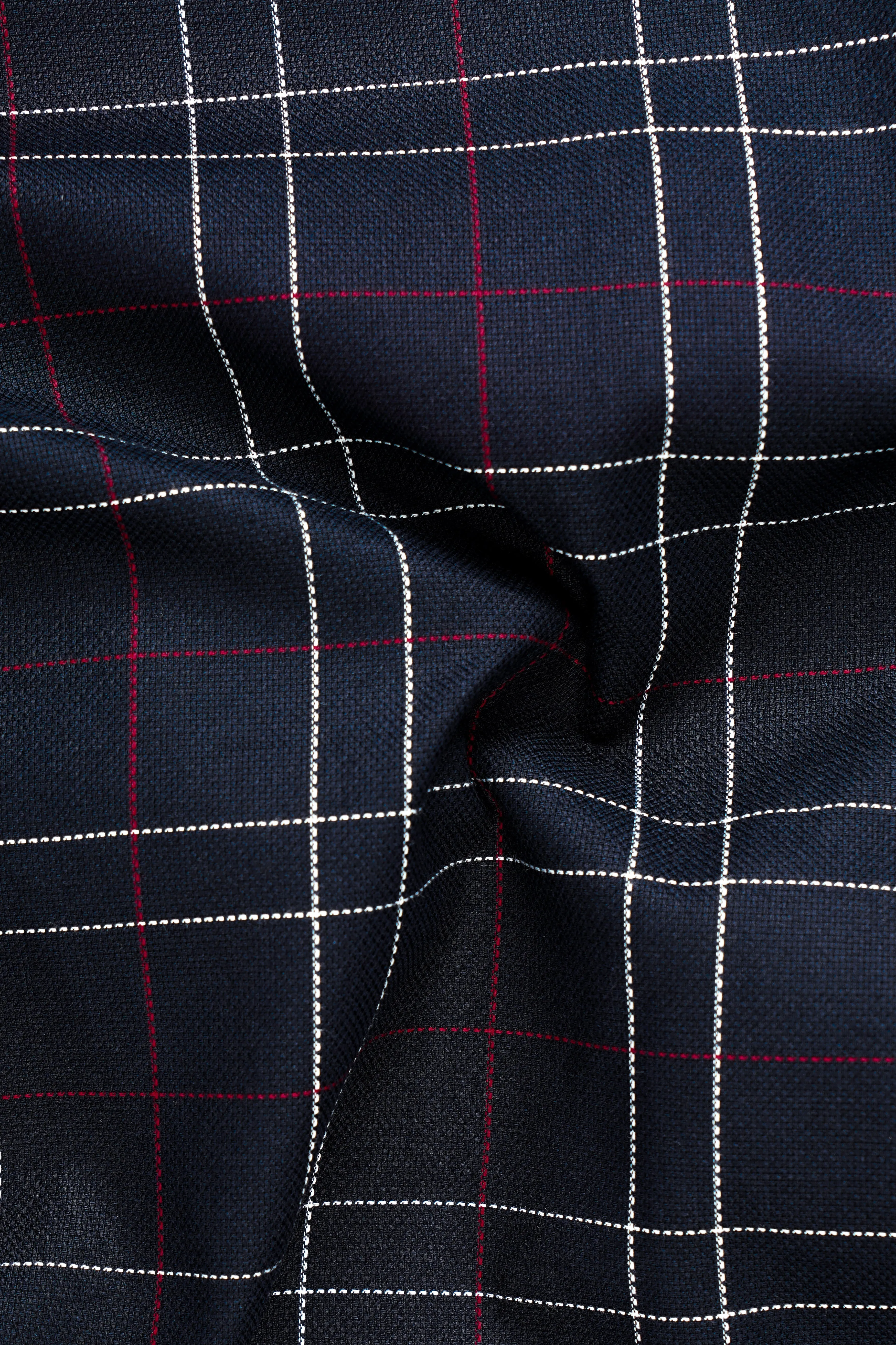 Mirage Blue Plaid Dobby Textured Premium Cotton Shirt sold by French Crown product image thumbnail 2