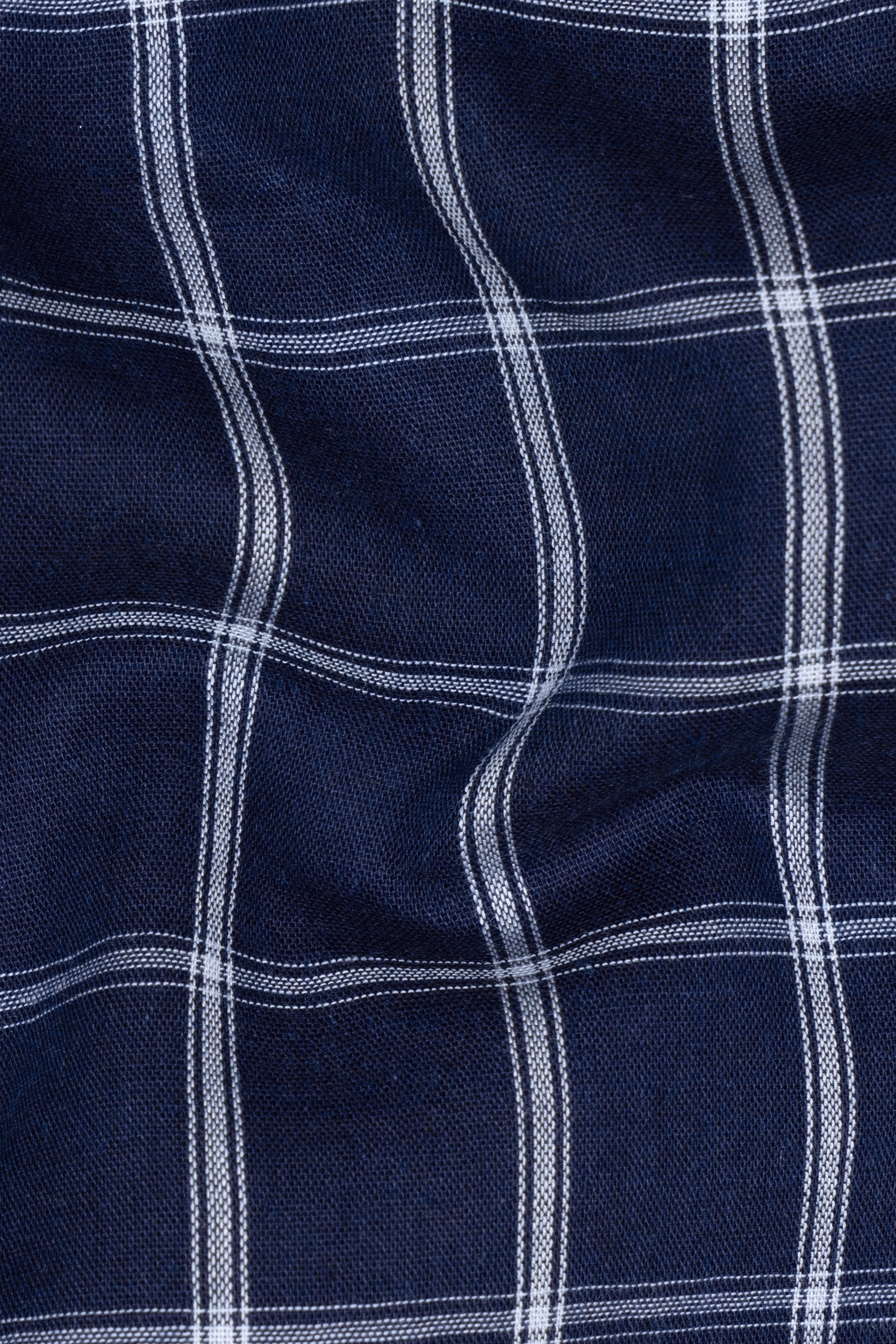 Mirage Blue checkered pattern Chambray Designer Shirt sold by French Crown product image thumbnail 3