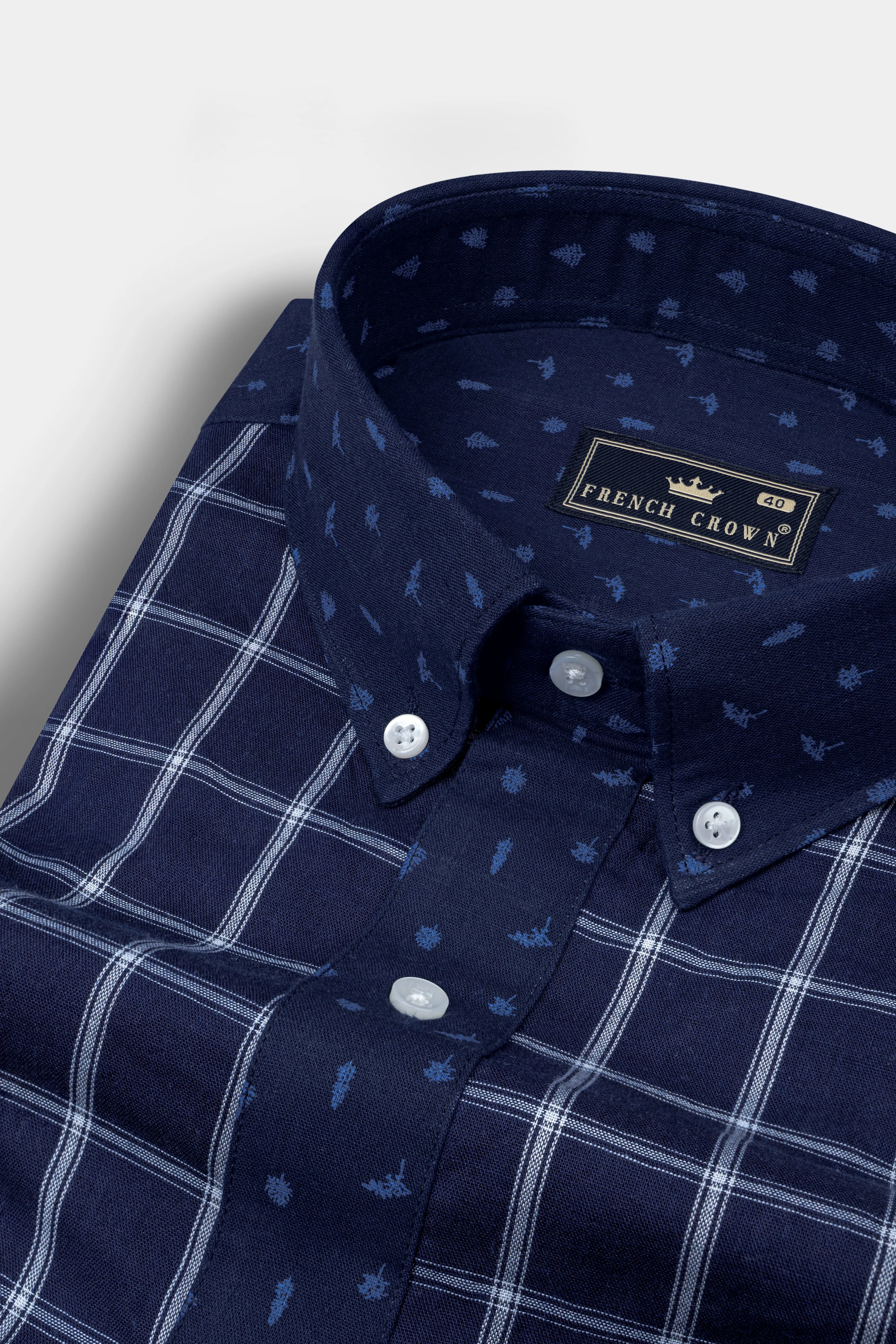 Mirage Blue checkered pattern Chambray Designer Shirt sold by French Crown product image thumbnail 4