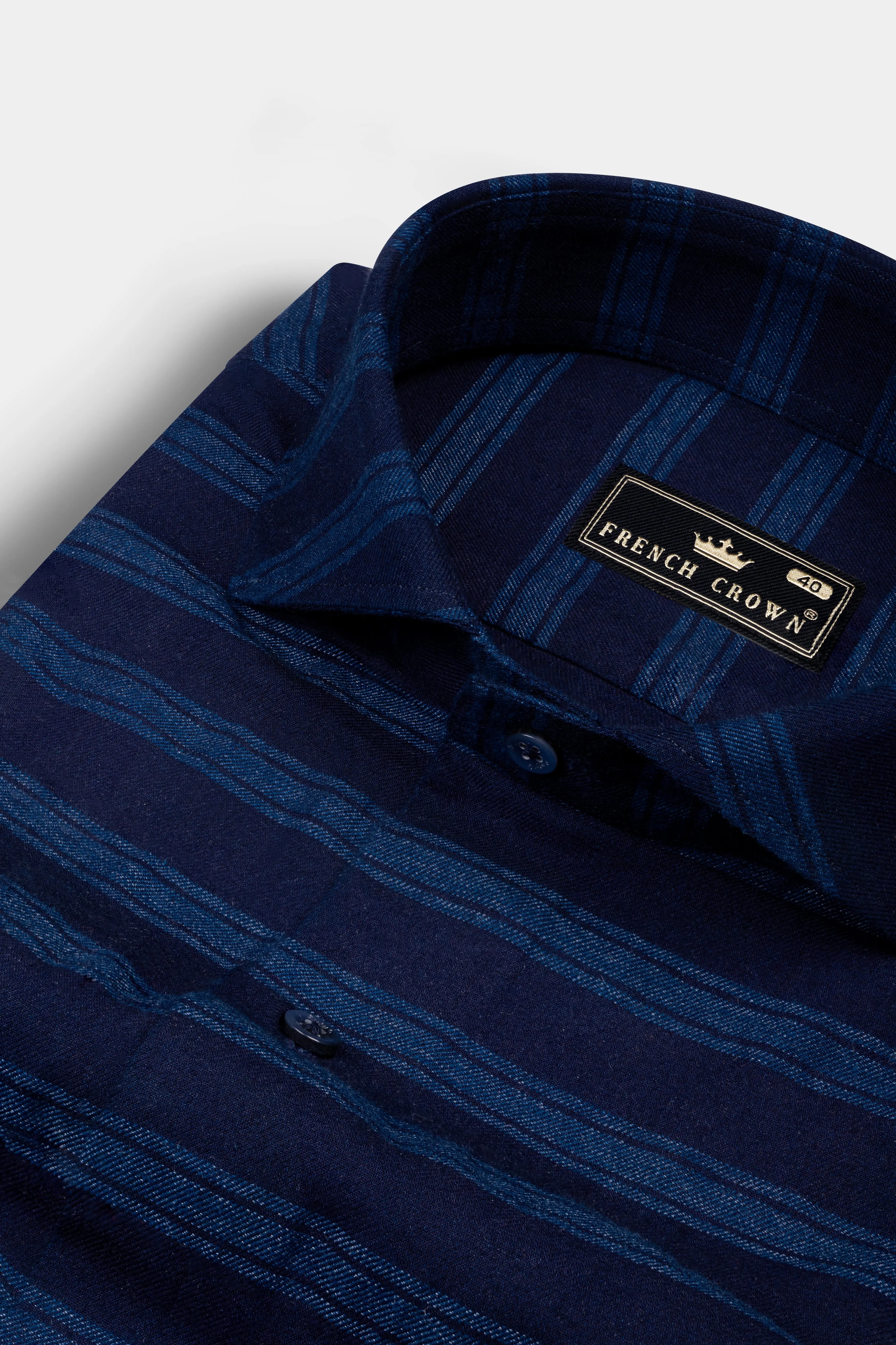 Mirage and Rhino Blue Striped Indigo Denim Shirt sold by French Crown