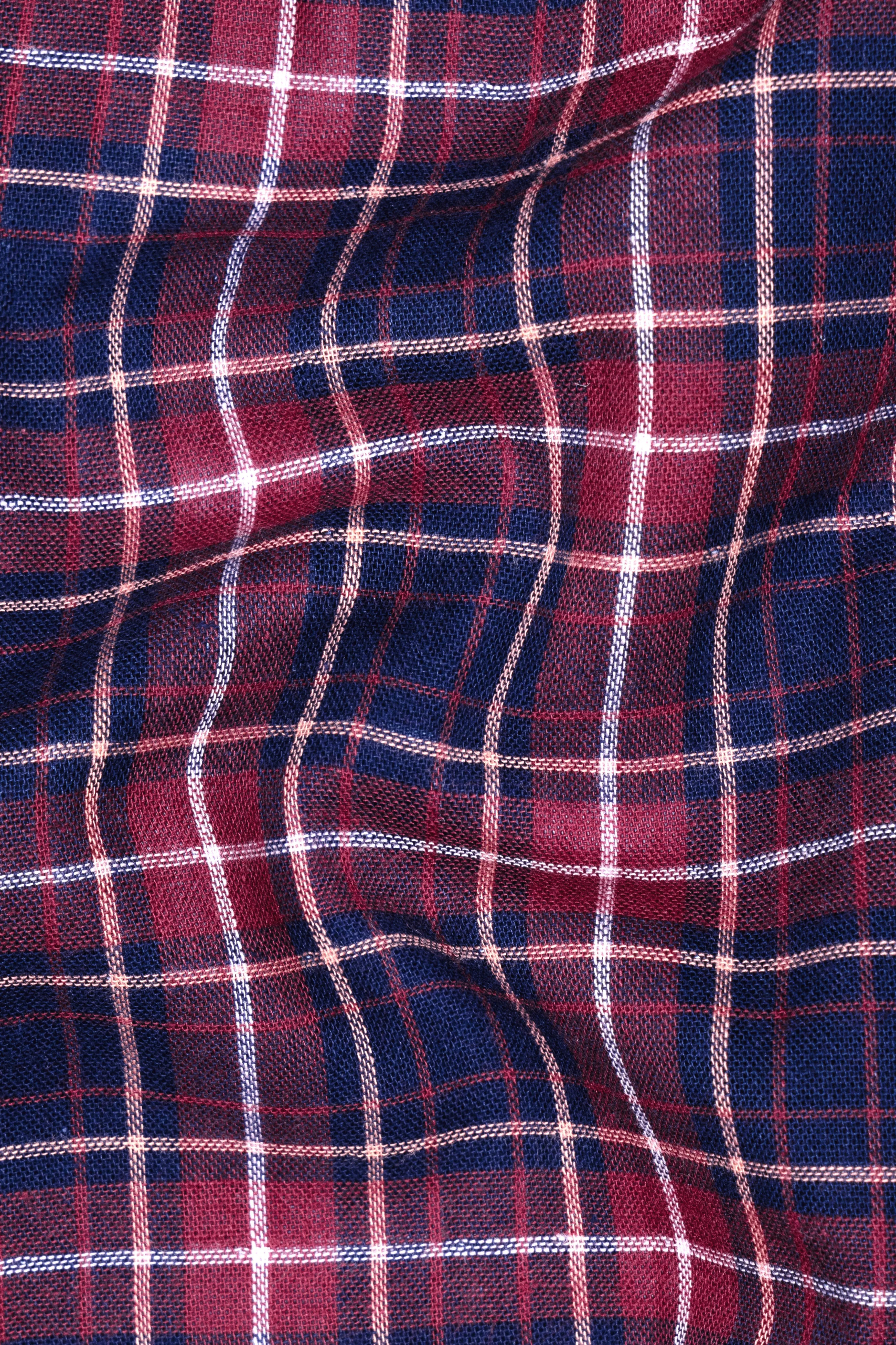 Merlot Red Plaid Poplin Giza Cotton Designer Shirt sold by French Crown product image thumbnail 3