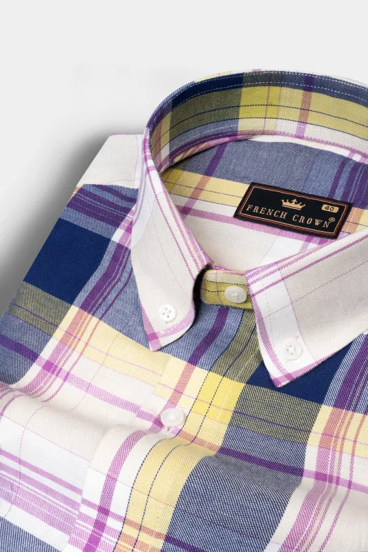 Mercury Pink multicolor Plaid Twill Cotton Shirt sold by French Crown