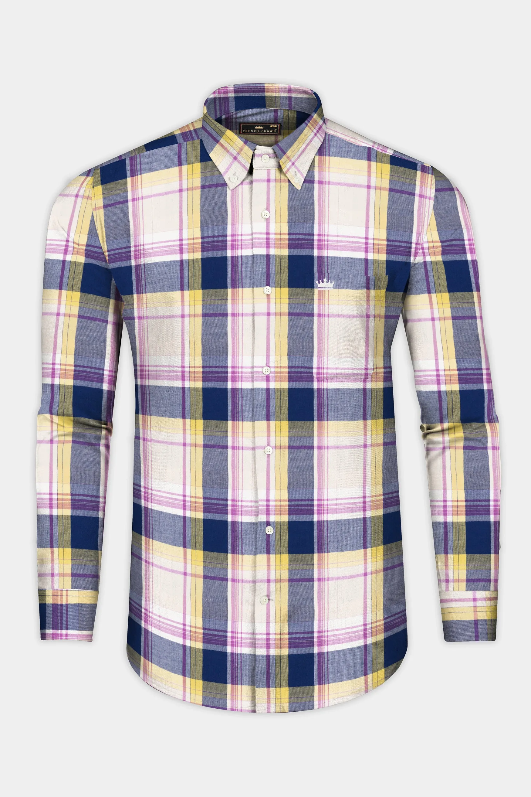 Mercury Pink multicolor Plaid Twill Cotton Shirt sold by French Crown product image thumbnail 4