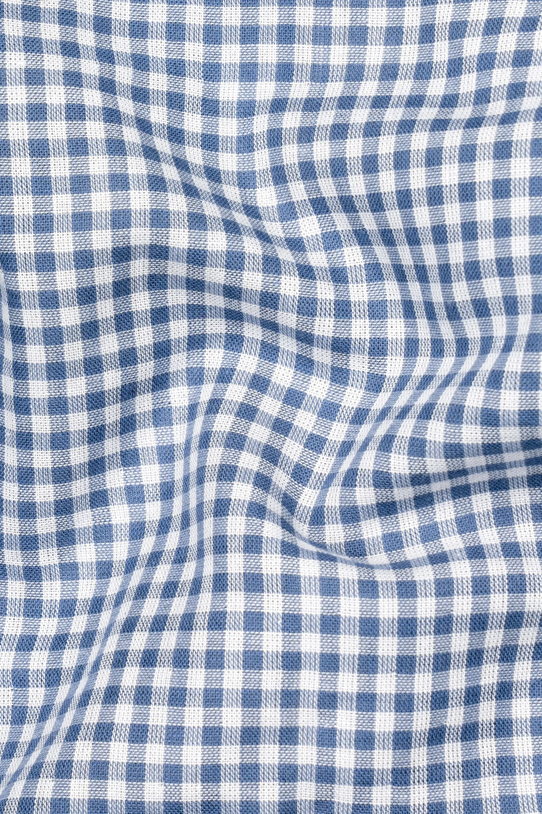 Kashmir Blue And Bright White Plaid Chambray Detachable Hoodie Jacket sold by French Crown product image thumbnail 2