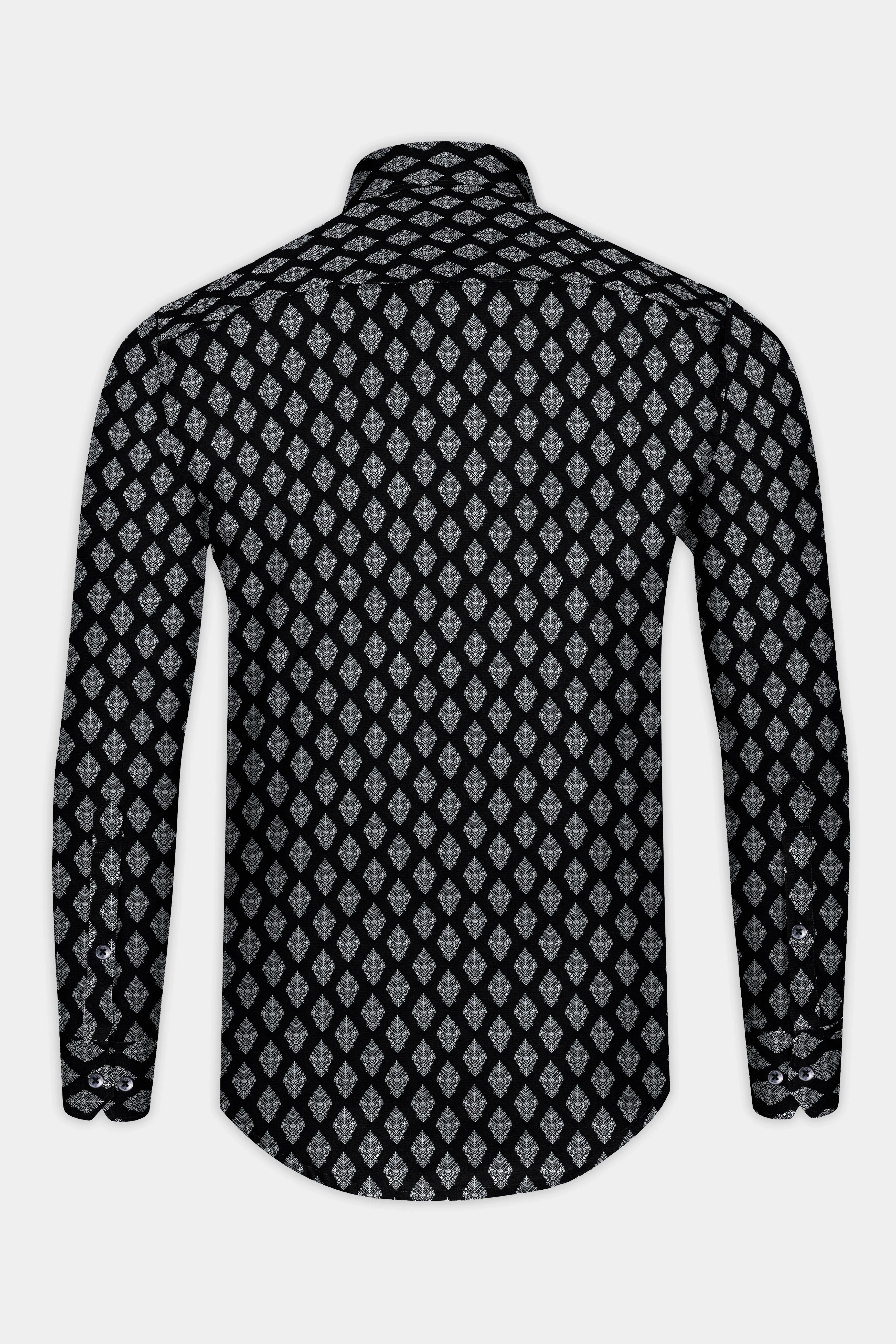 Jade Black with White Twill Printed Cotton Shirt sold by French Crown product image thumbnail 5