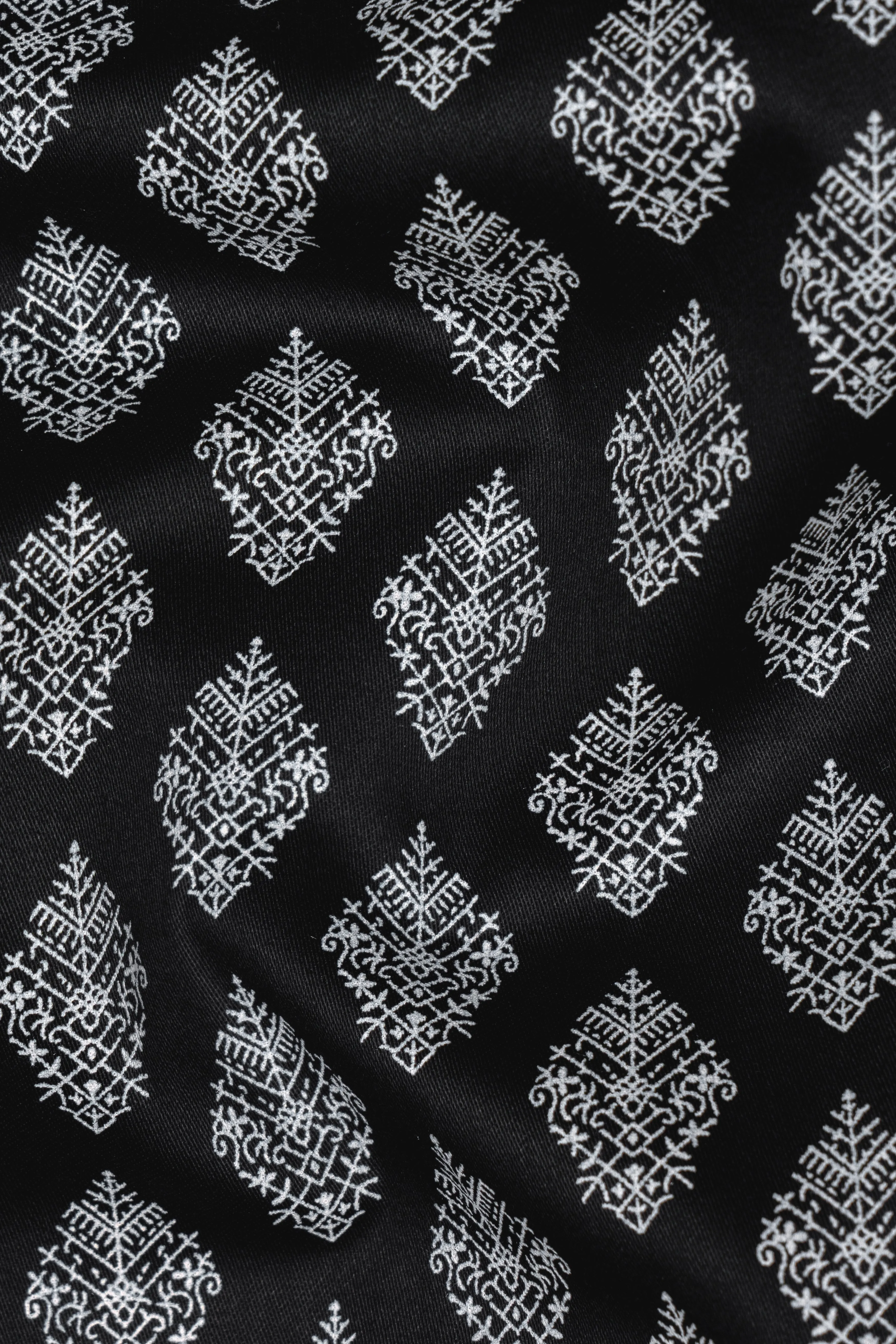 Jade Black with White Twill Printed Cotton Shirt sold by French Crown product image thumbnail 2