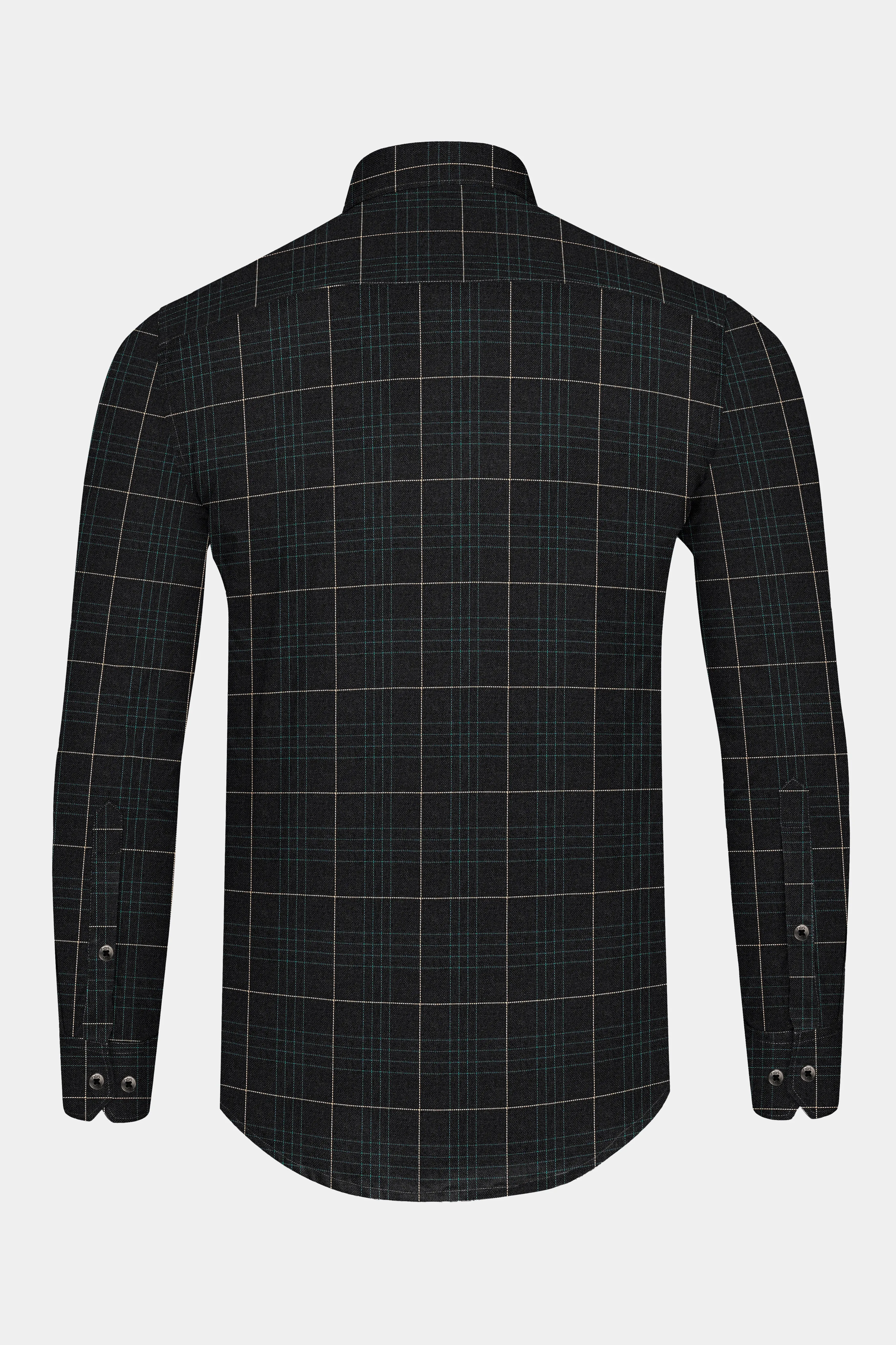 Jade Black Windowpane Dobby Textured Premium Cotton Shirt sold by French Crown product image thumbnail 5