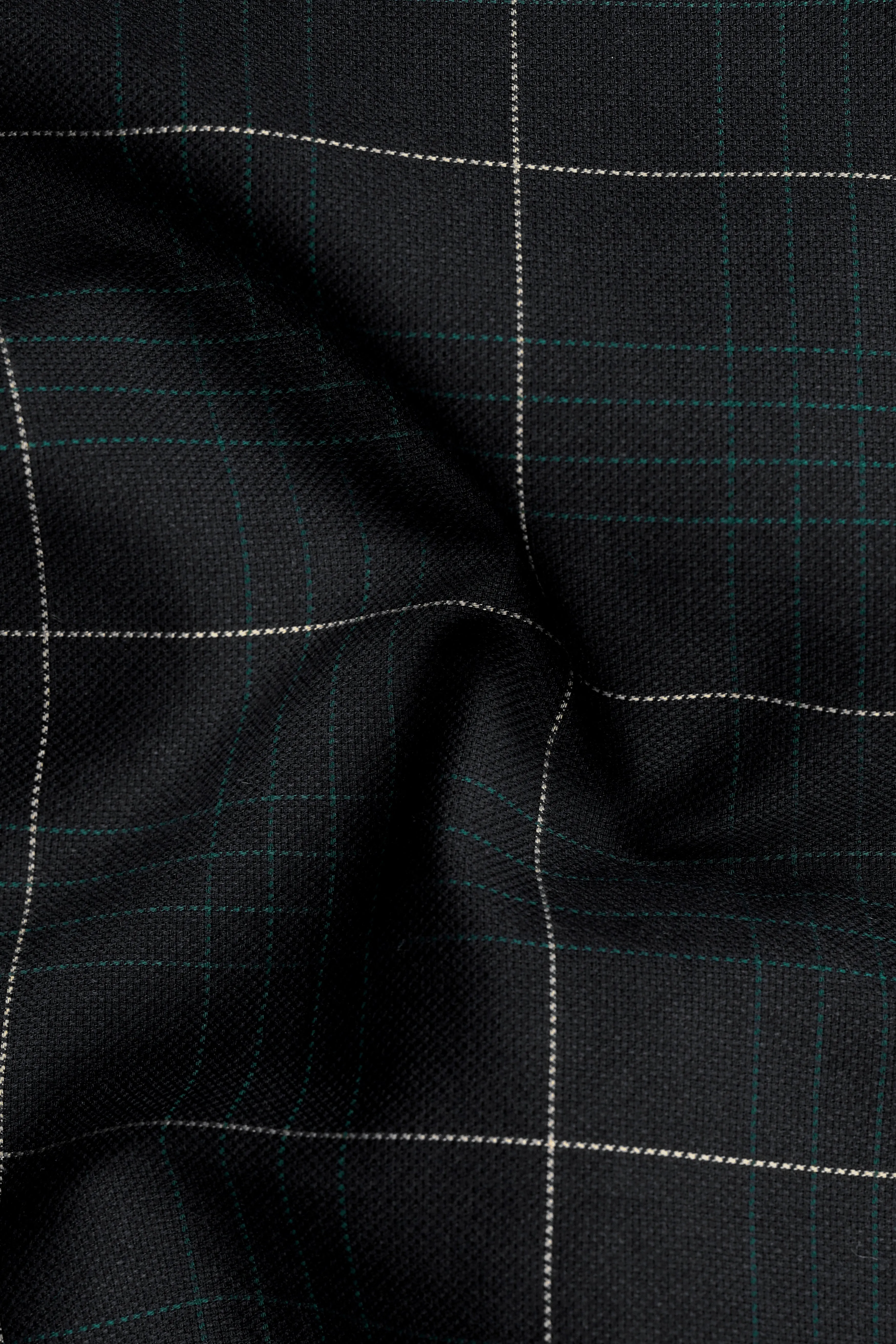 Jade Black Windowpane Dobby Textured Premium Cotton Shirt sold by French Crown product image thumbnail 2