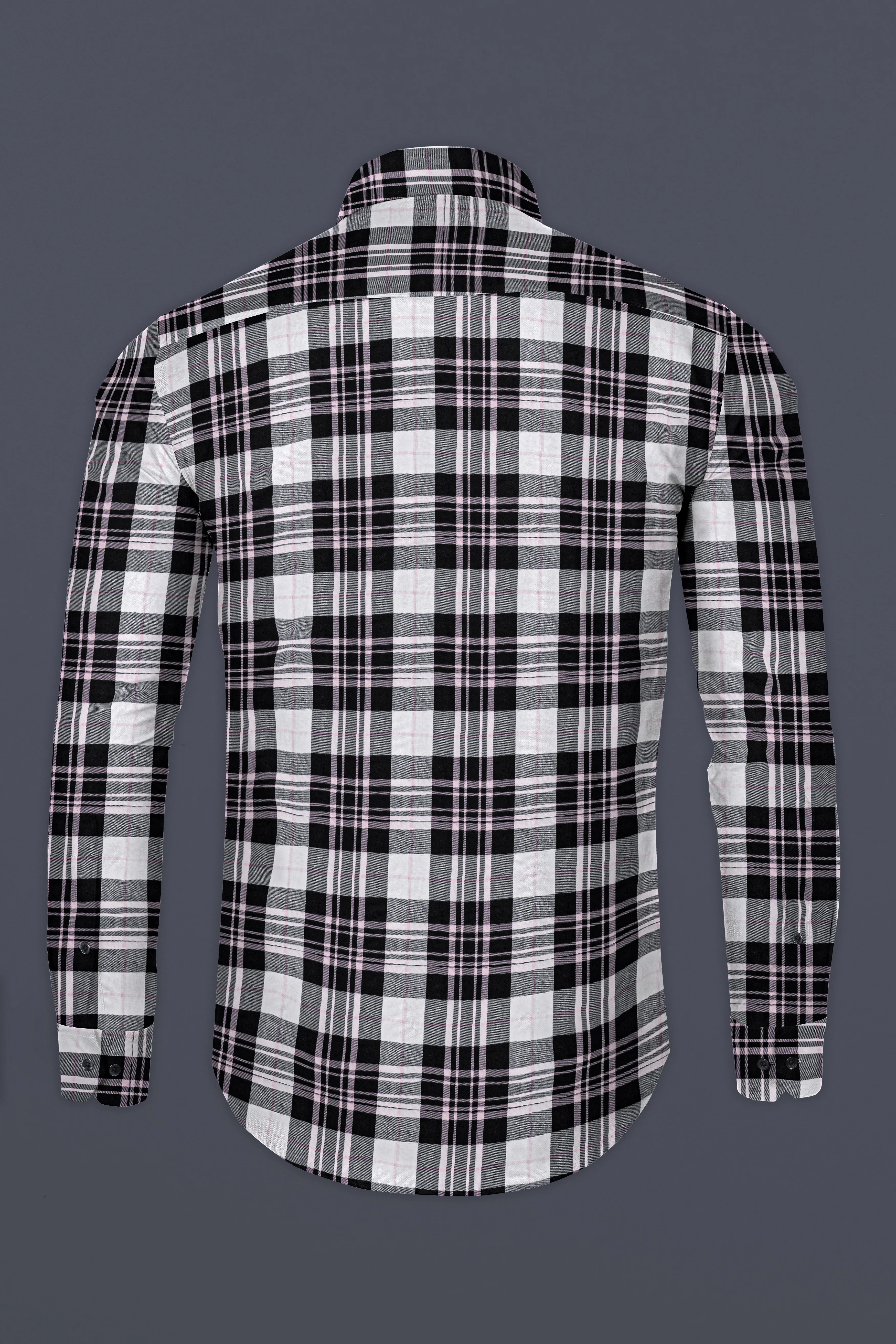 Jade Black and White Checks Plaid Twill Giza Cotton Shirt sold by French Crown product image thumbnail 5