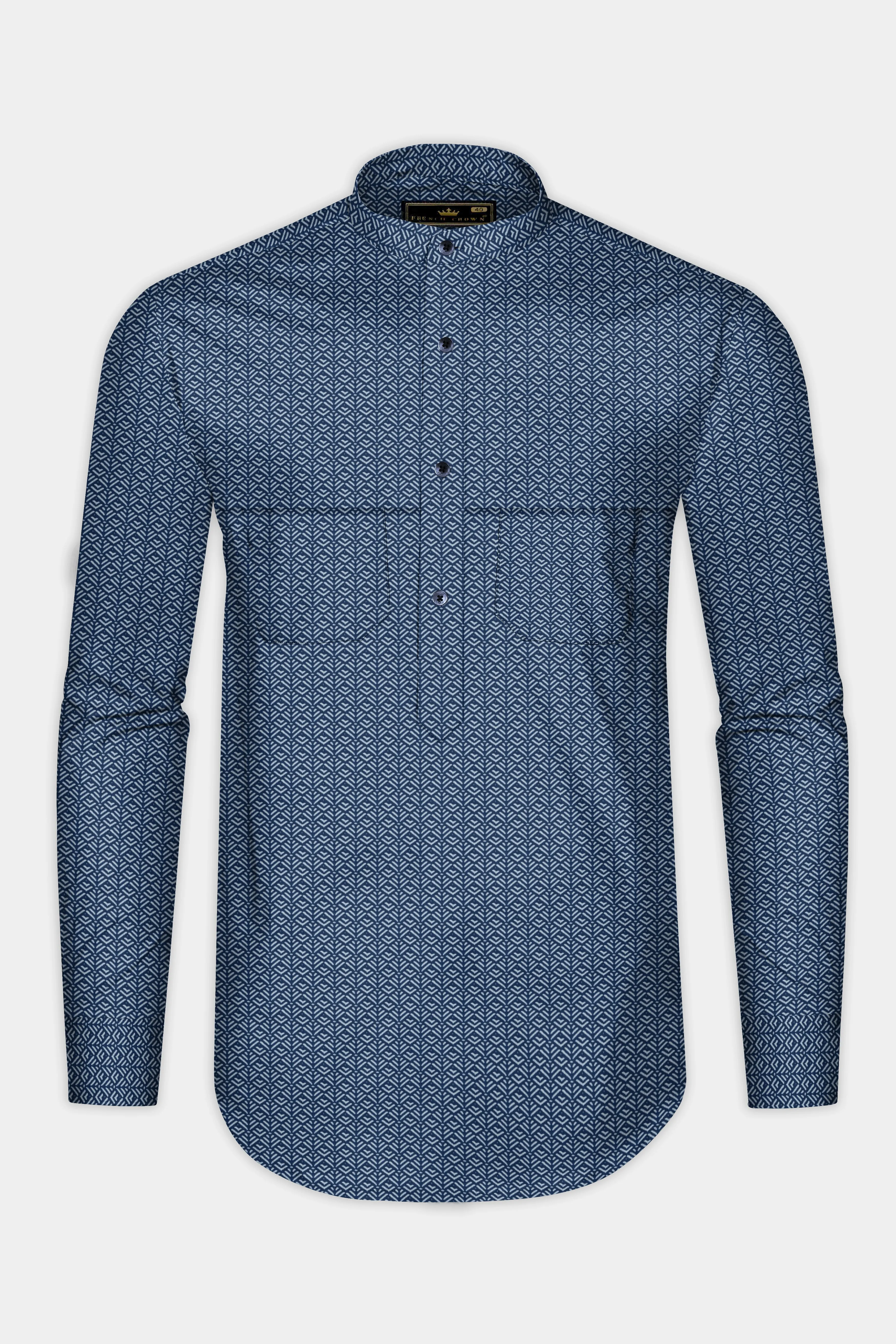 Haiti Blue Twill Prints Premium Cotton Shirt sold by French Crown product image thumbnail 4