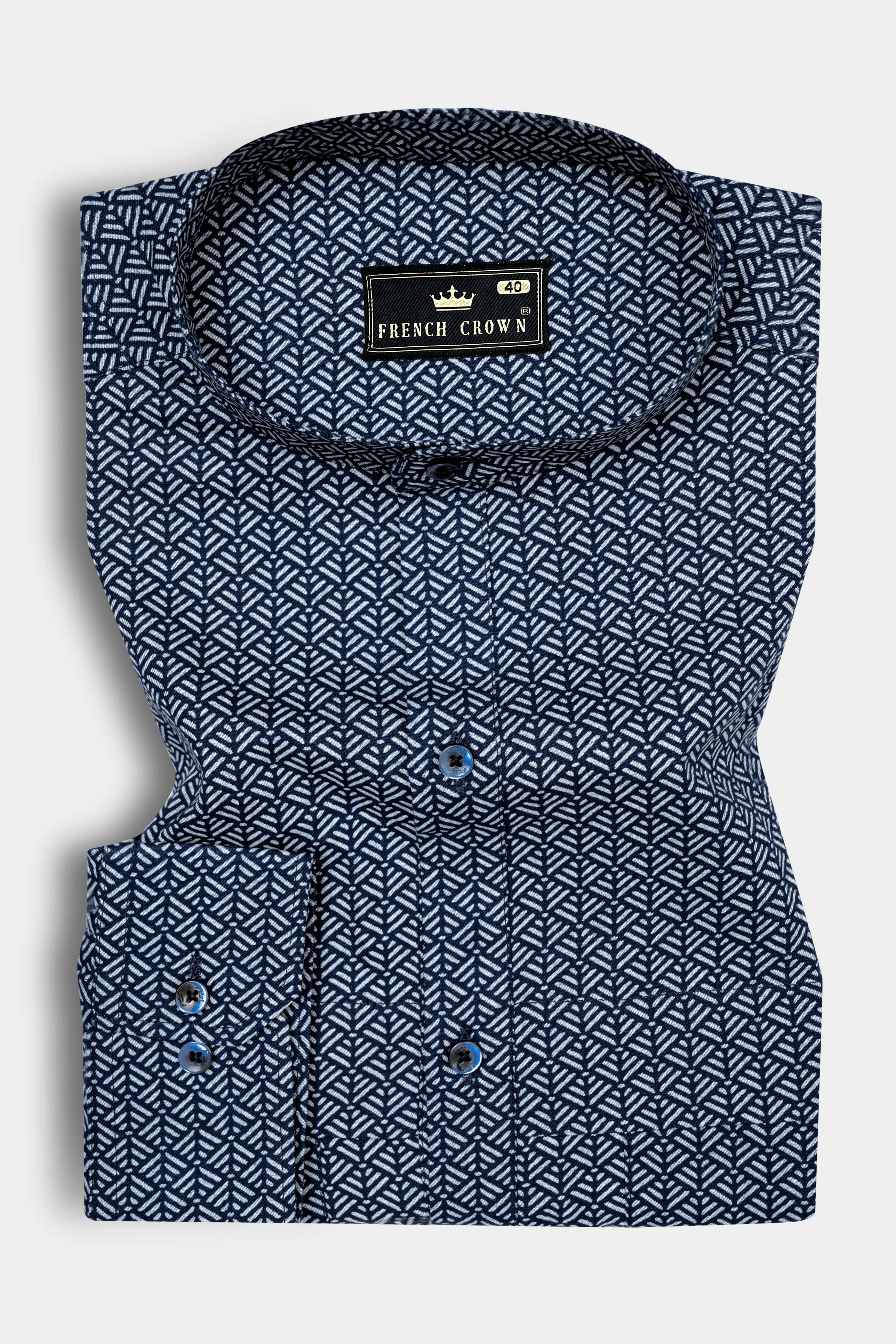 Haiti Blue Twill Prints Premium Cotton Shirt sold by French Crown product image thumbnail 3