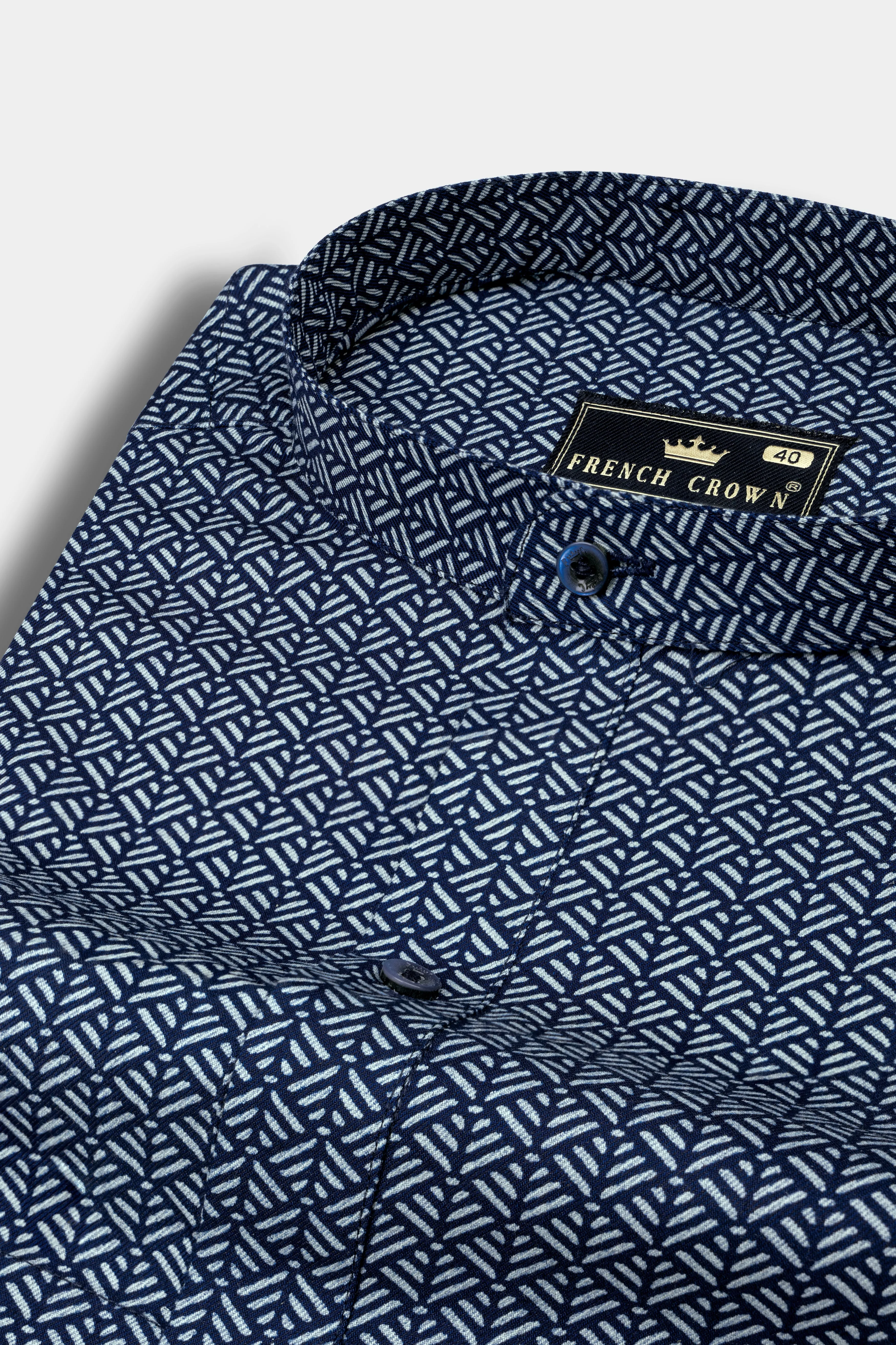 Haiti Blue Twill Prints Premium Cotton Shirt sold by French Crown