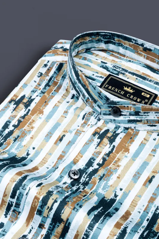 Glacier Blue and Muesli brown Digital printed Subtle Sheen Super Soft Premium Cotton Shirt sold by French Crown