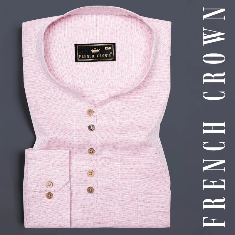 Flare Pink Dobby Textured Premium Giza Cotton Kurta Shirt sold by French Crown