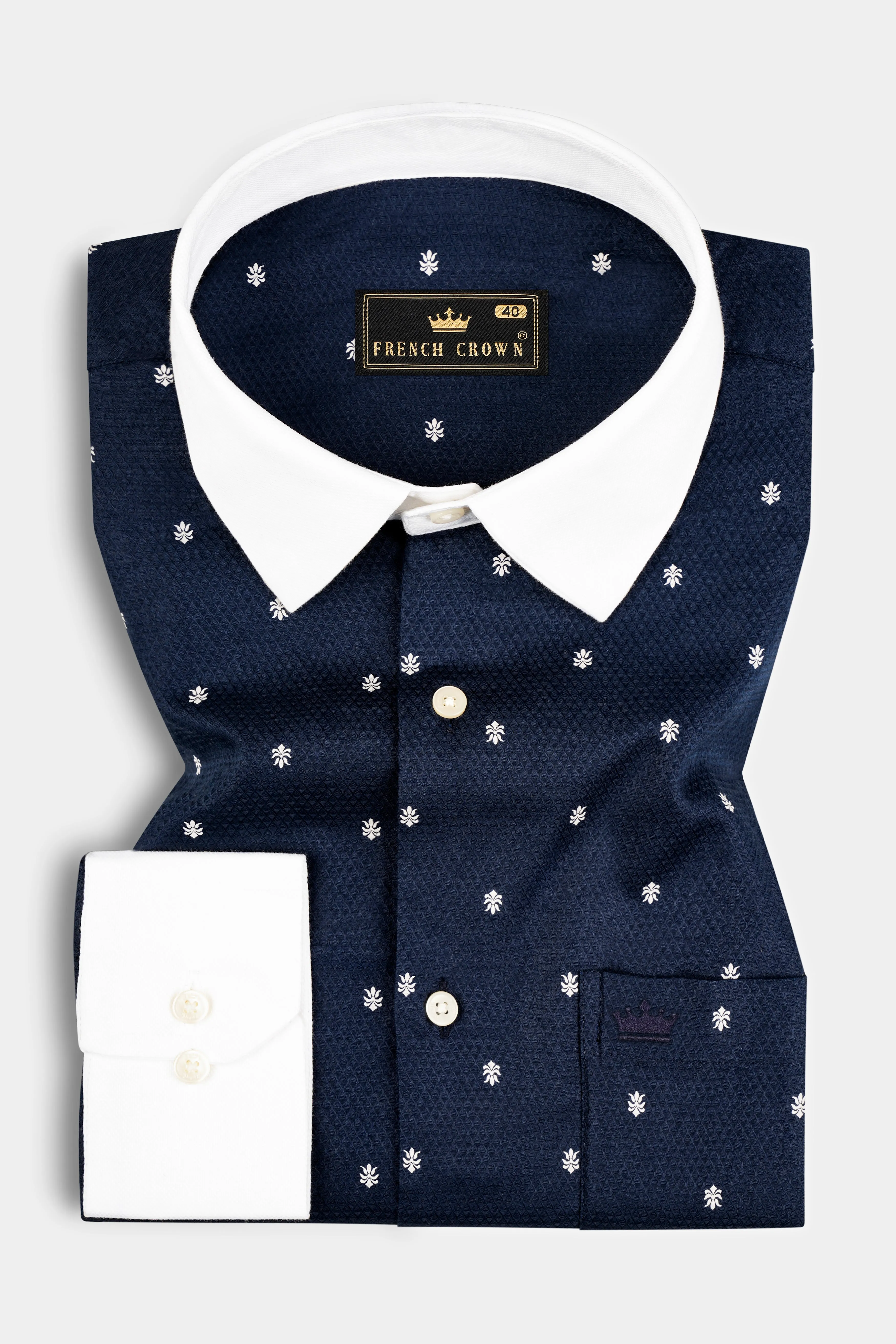Ebony Blue Dobby Textured Premium Cotton Shirt sold by French Crown product image thumbnail 2
