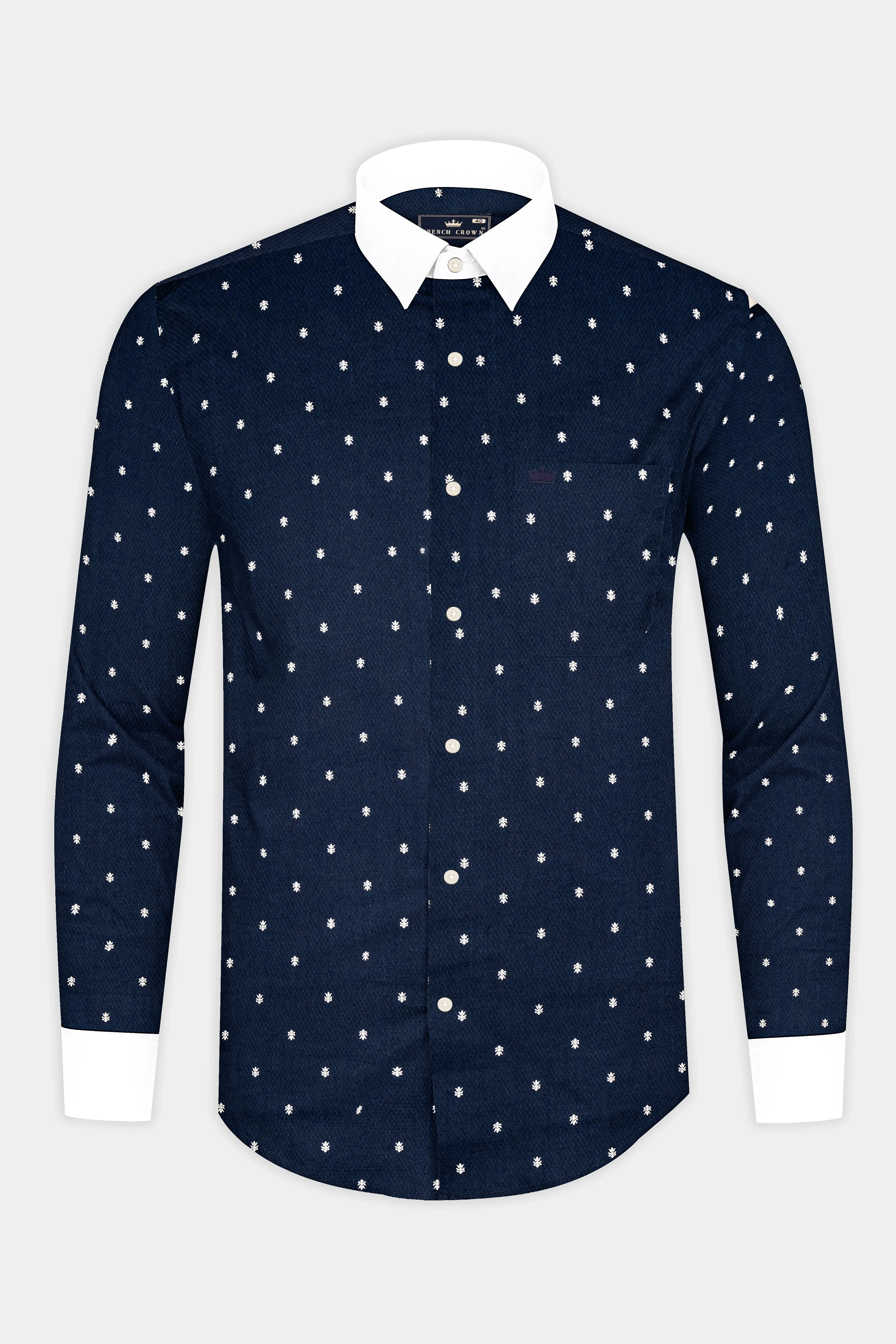 Ebony Blue Dobby Textured Premium Cotton Shirt sold by French Crown product image thumbnail 5