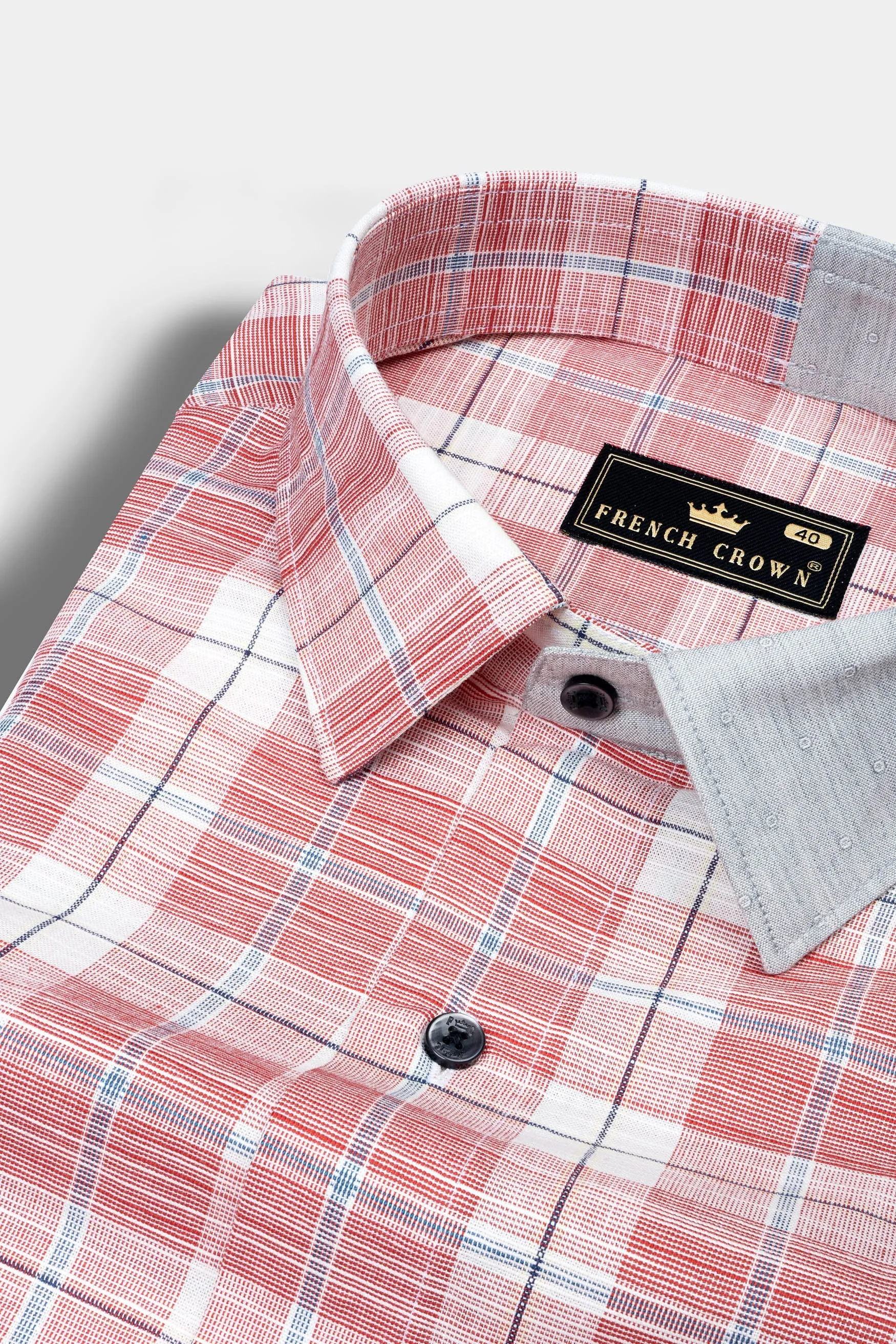 Contessa Red and Loblolly Gray Dobby Textured Premium Giza Cotton Designer Shirt sold by French Crown product image thumbnail 4