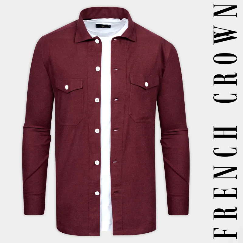 Cocoa Bean Brown Flannel Heavyweight Designer Overshirt/shacket sold by French Crown