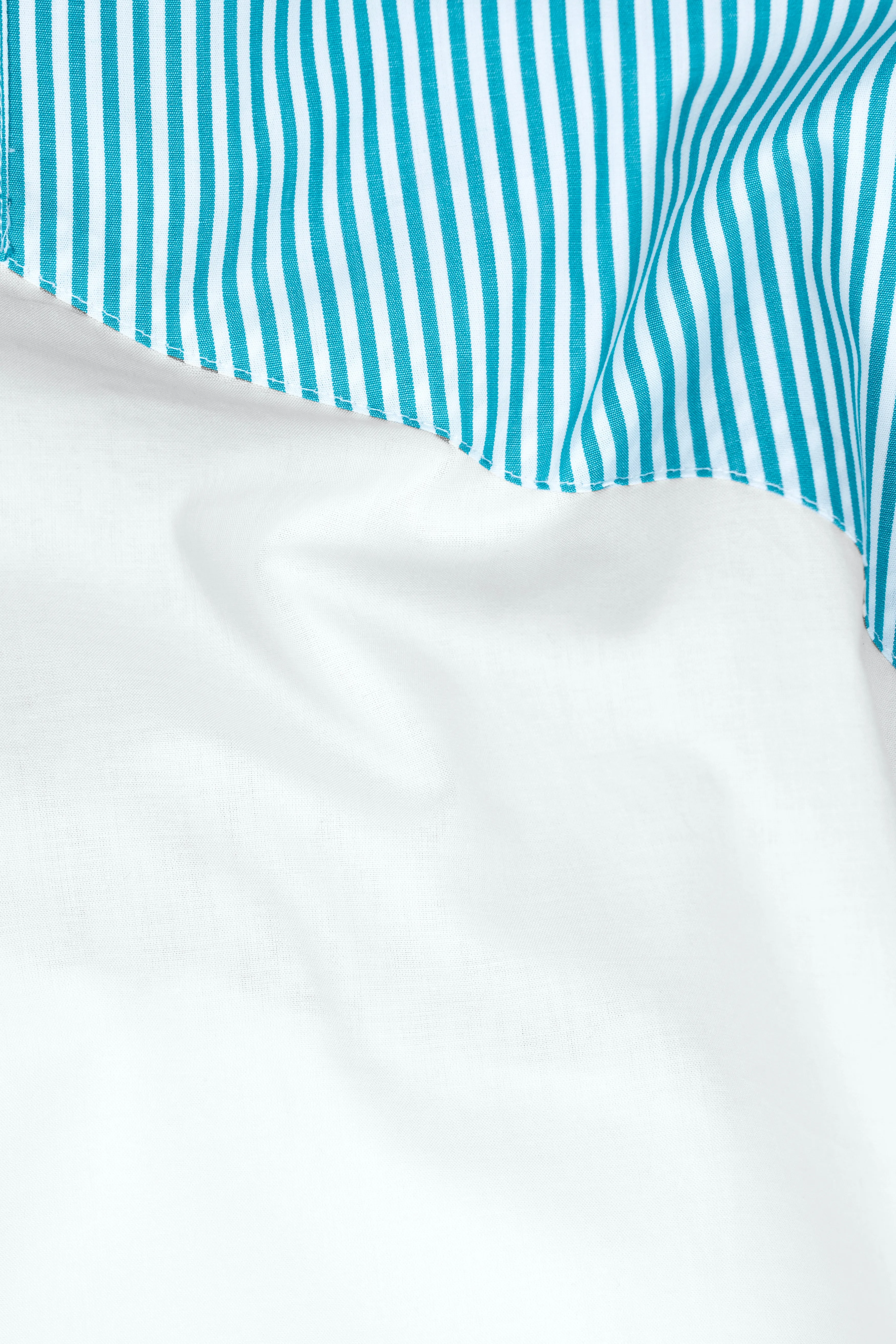 Cerulean Blue and Bright White Striped Super Soft Premium Cotton Designer Shirt sold by French Crown product image thumbnail 3