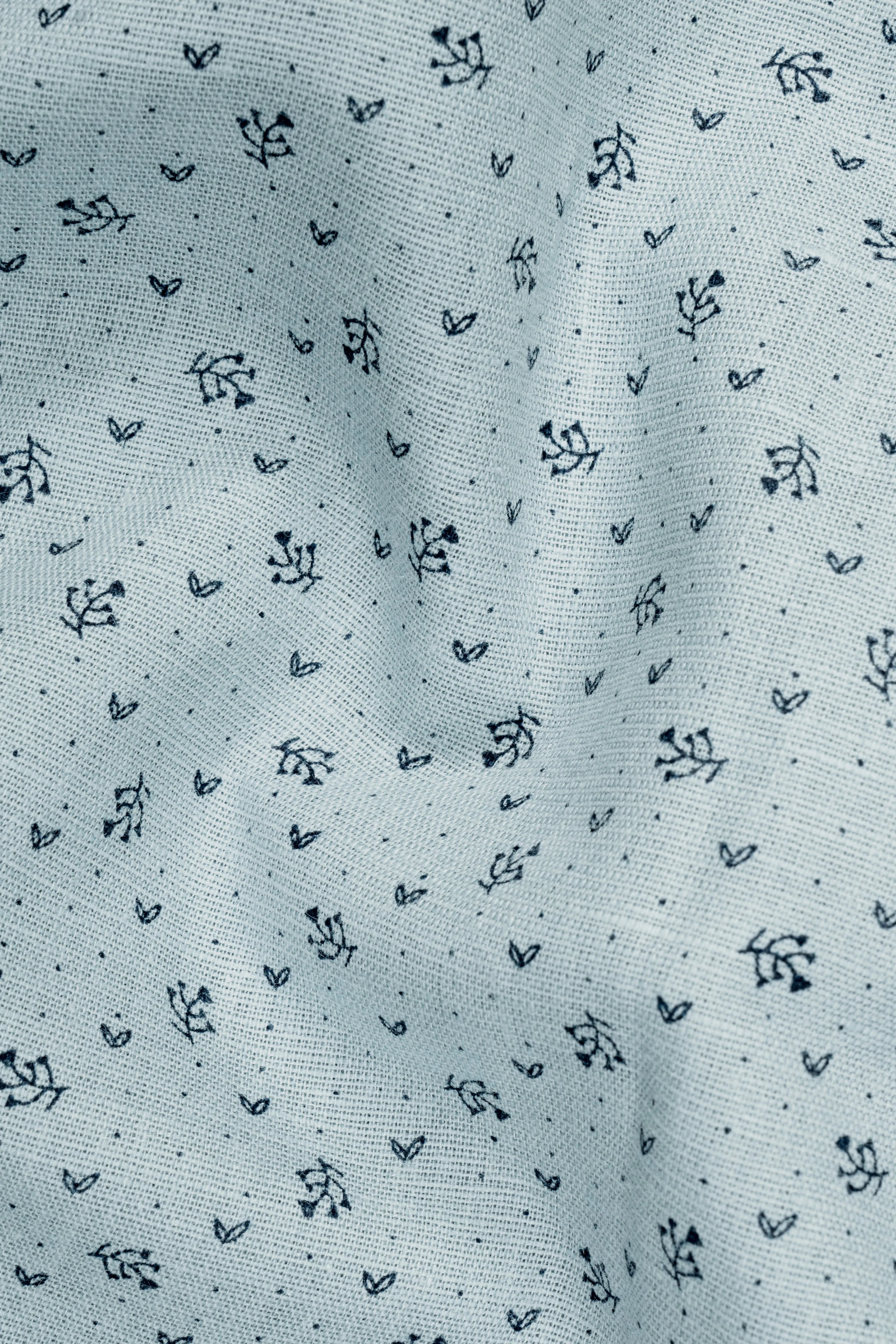 Casper Gray with cinder Blue Flower Printed Luxurious Linen Shirt sold by French Crown product image thumbnail 2