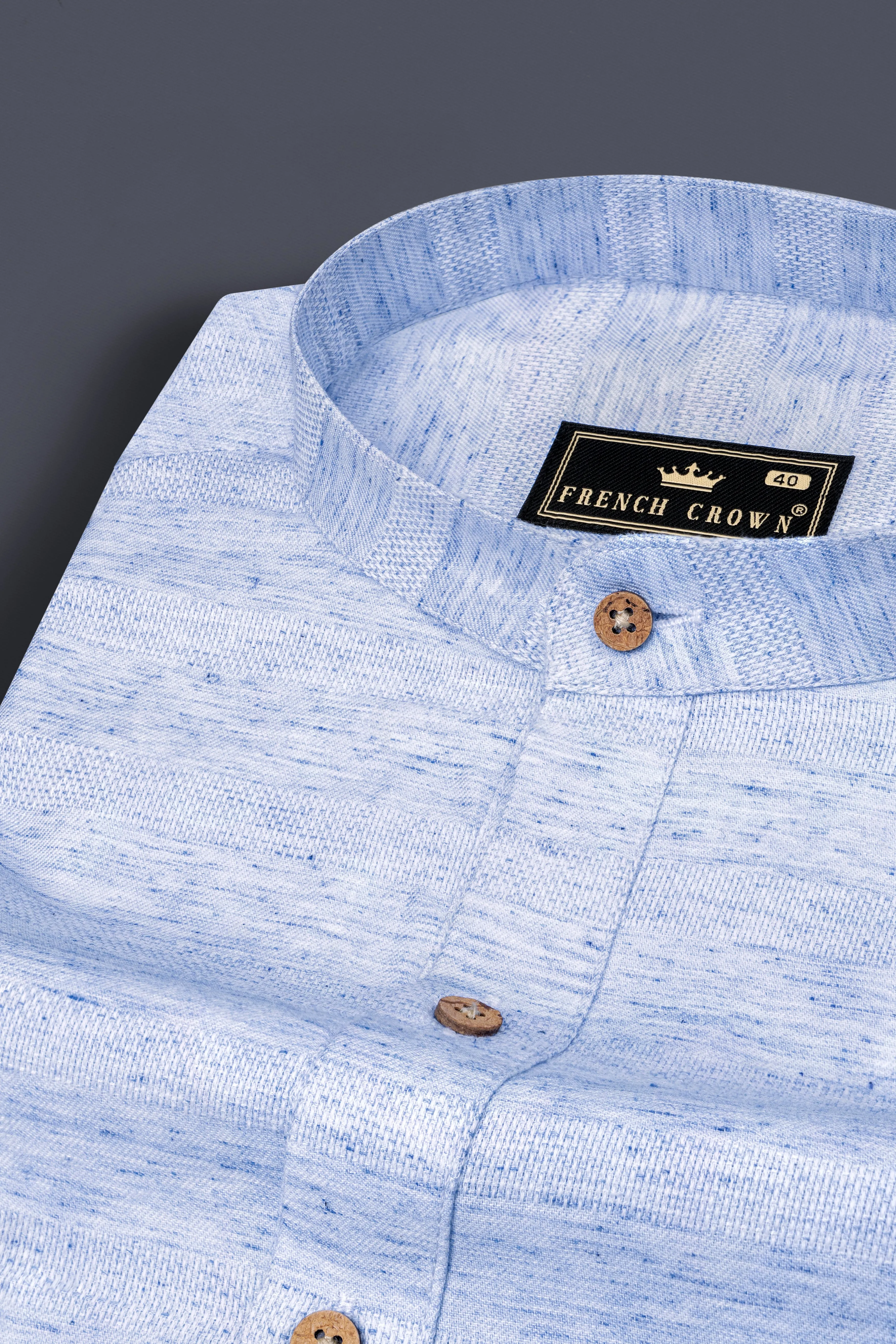 Carolina Blue Dobby Textured Premium Giza Cotton Designer Shirt sold by French Crown product image thumbnail 5