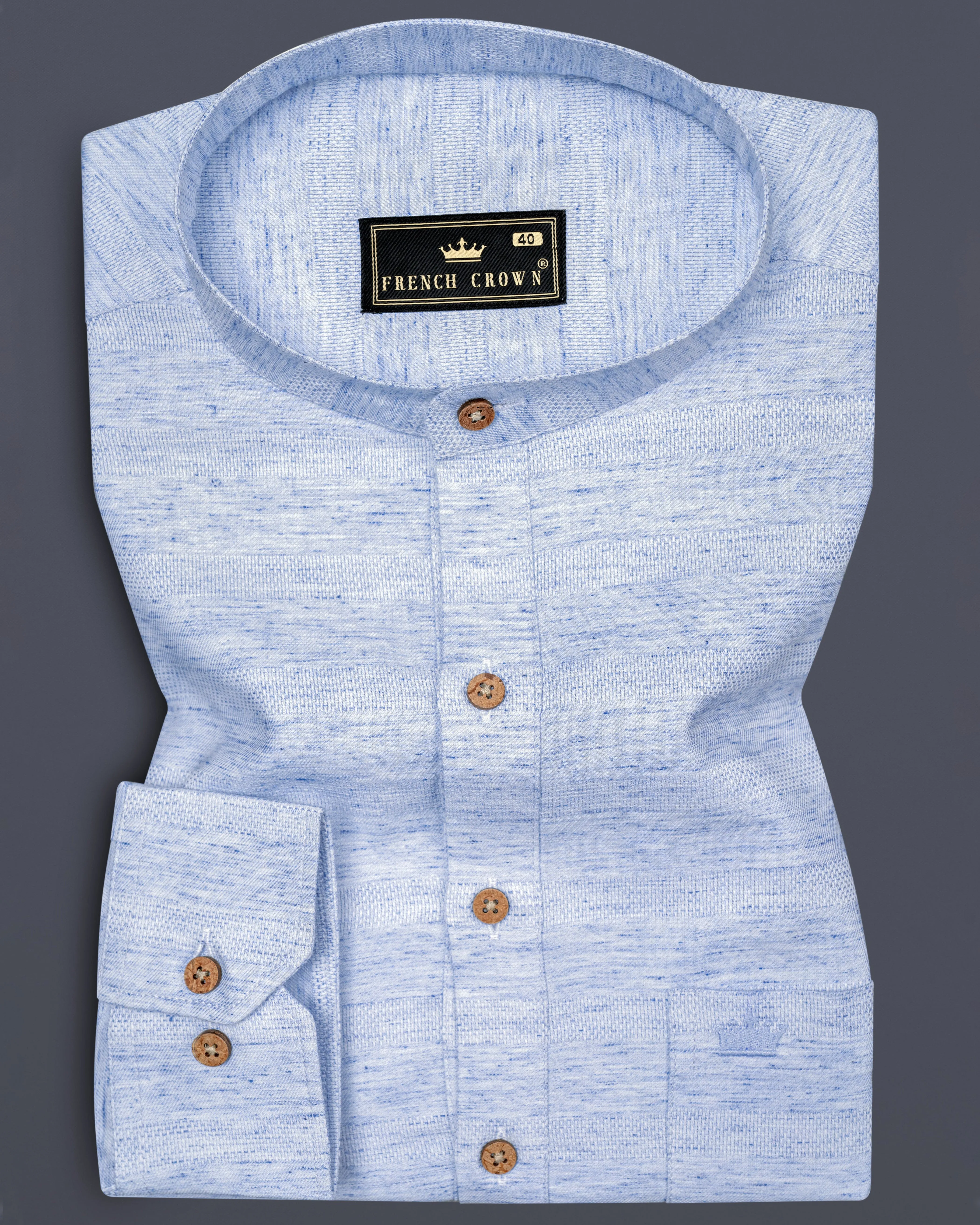 Carolina Blue Dobby Textured Premium Giza Cotton Designer Shirt sold by French Crown